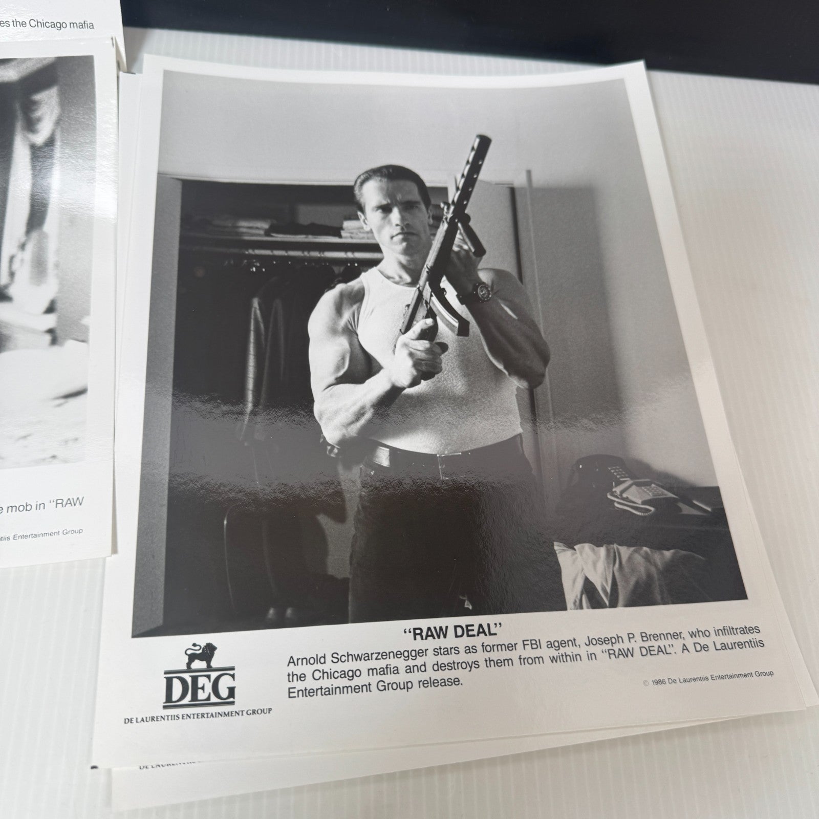 Vintage Lot of 5 Raw Deal Movie Stills 8x10 Arnold Schwarzenegger 1986