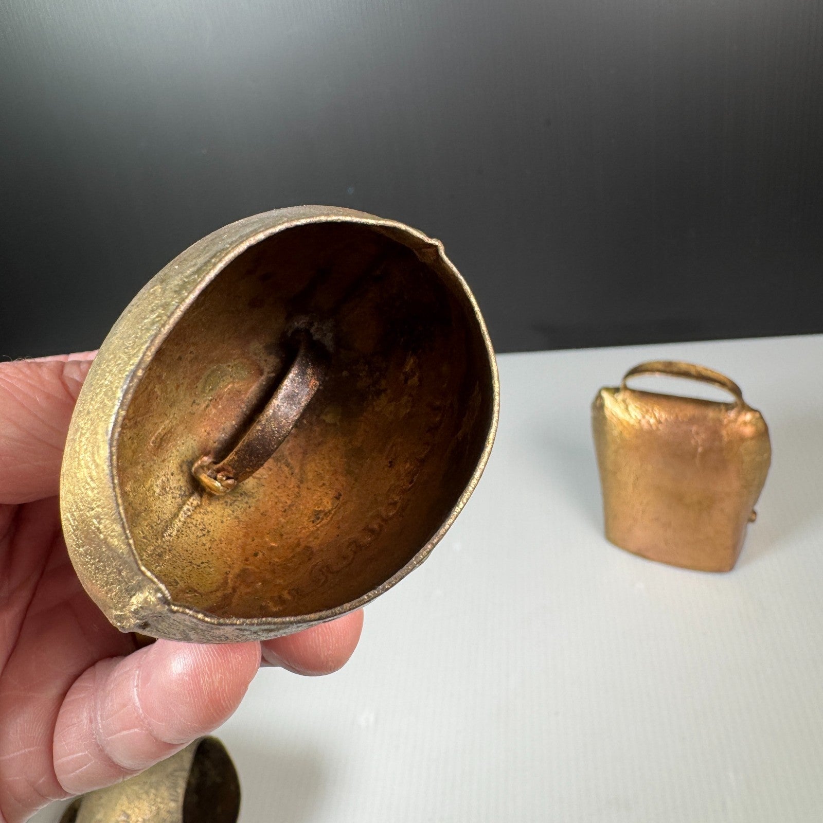 Vintage Lot of 5 Swiss & West Germany Brass Cowbells (No Clappers)