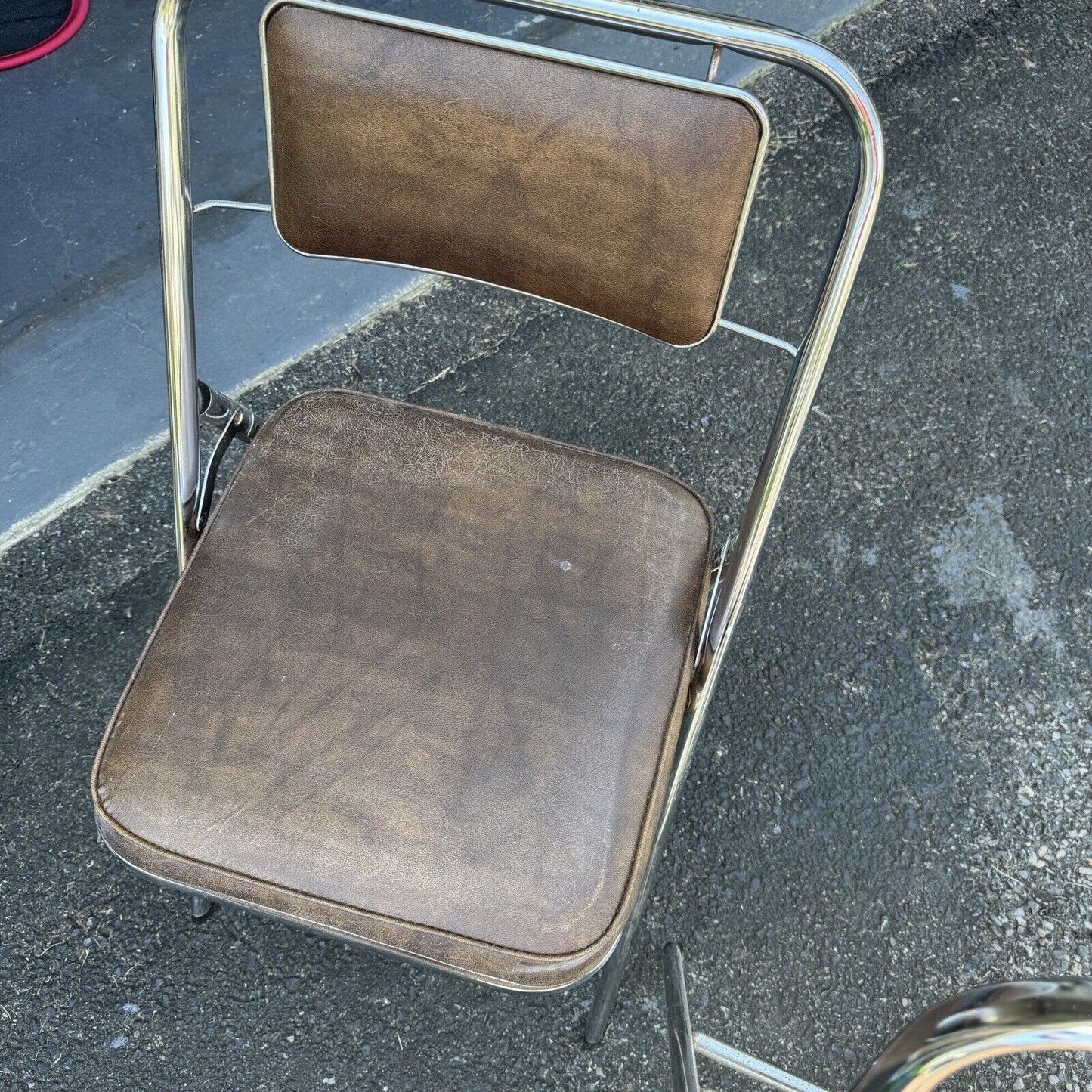 4 VTG 1979 Samsonite 5875 Metal Folding Chairs Brown MCM Art Deco Style (Worn)