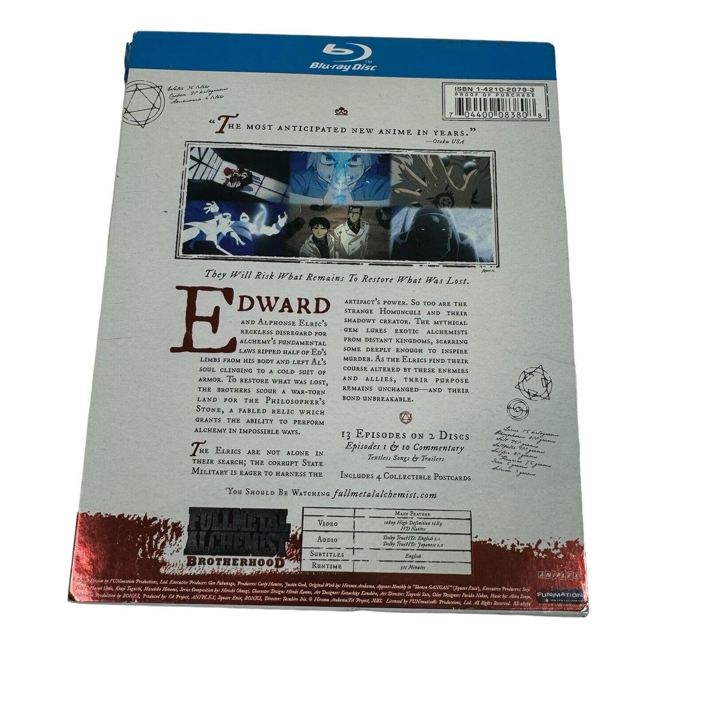 FULLMETAL ALCHEMIST BROTHERHOOD PART ONE - TESTED AND WORKING BLURAY DVD MOVIE