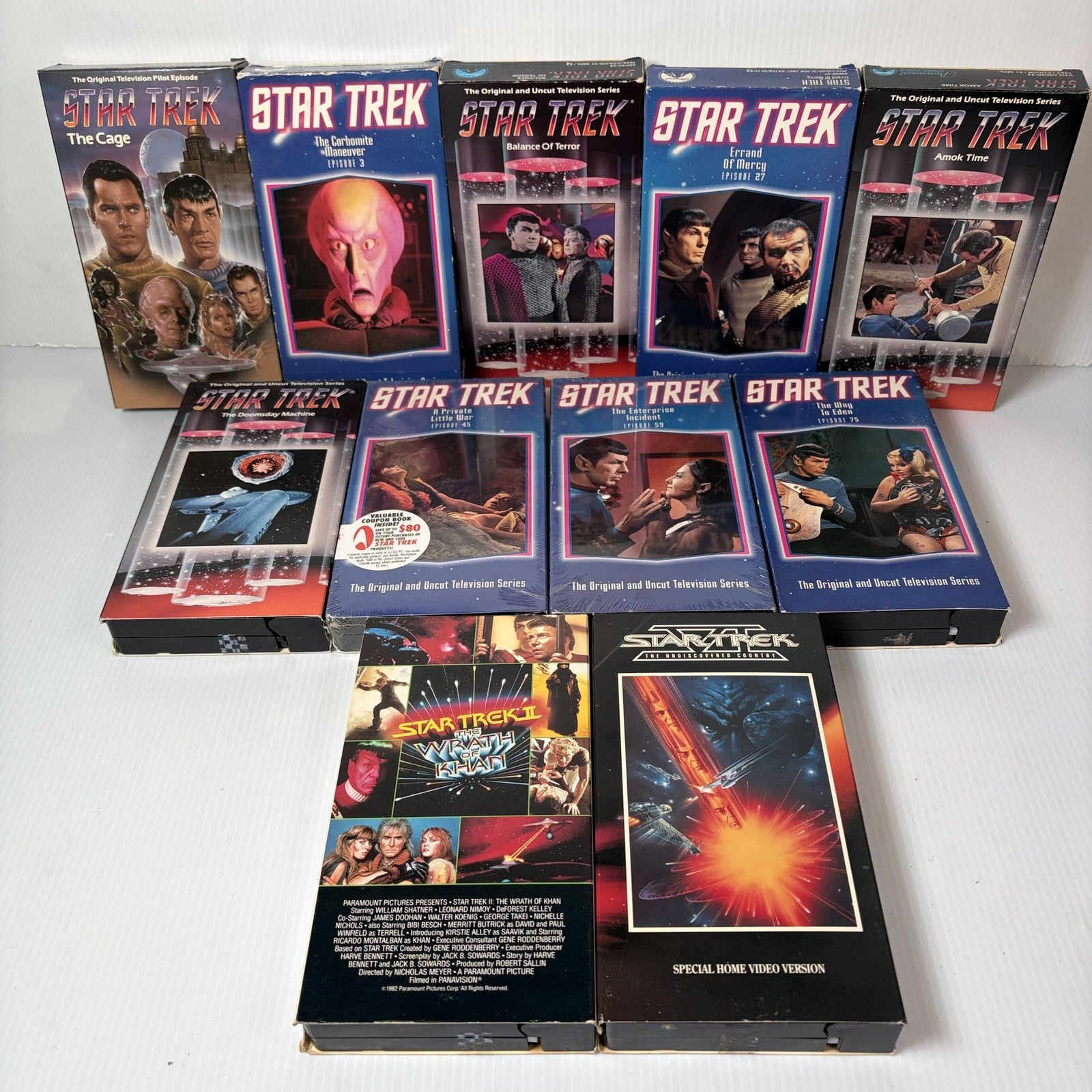 Star Trek Original Series & Movies VHS Lot of 11 The Cage, Wrath of Khan & More