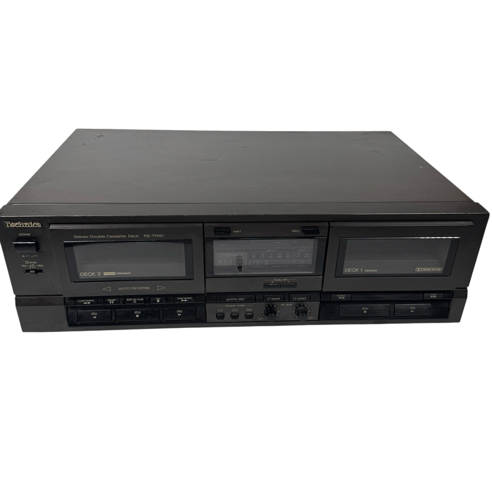 Technics RS-TR167 Dual Cassette Deck Auto-Reverse Playback Record Tested Working