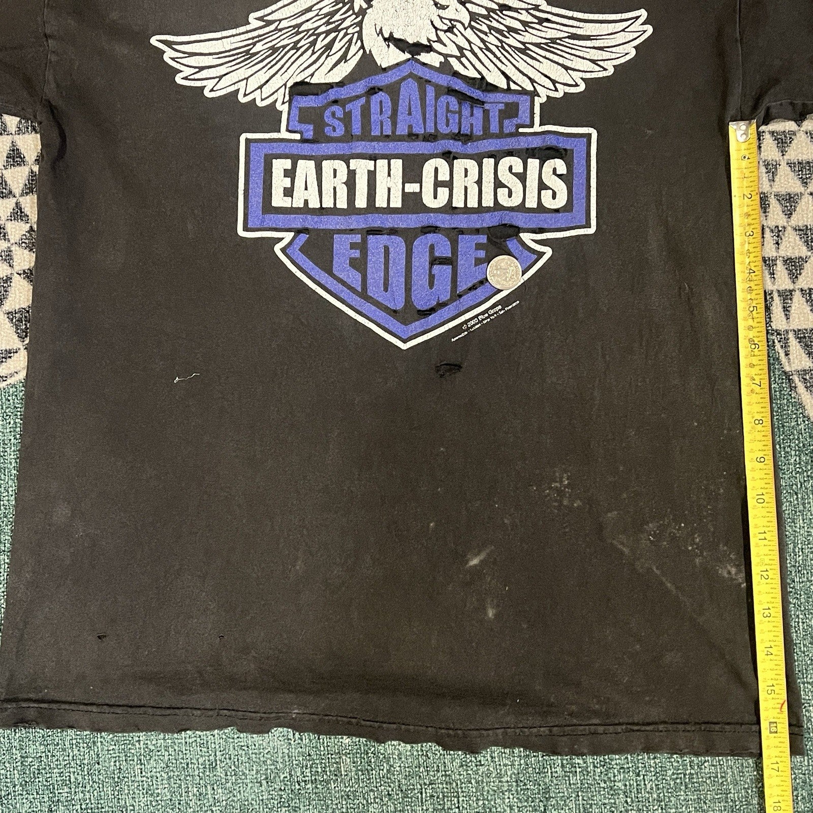 Vintage Distressed Earth Crisis Straight Edge Harley Logo M Y2K Blue Grape Rag