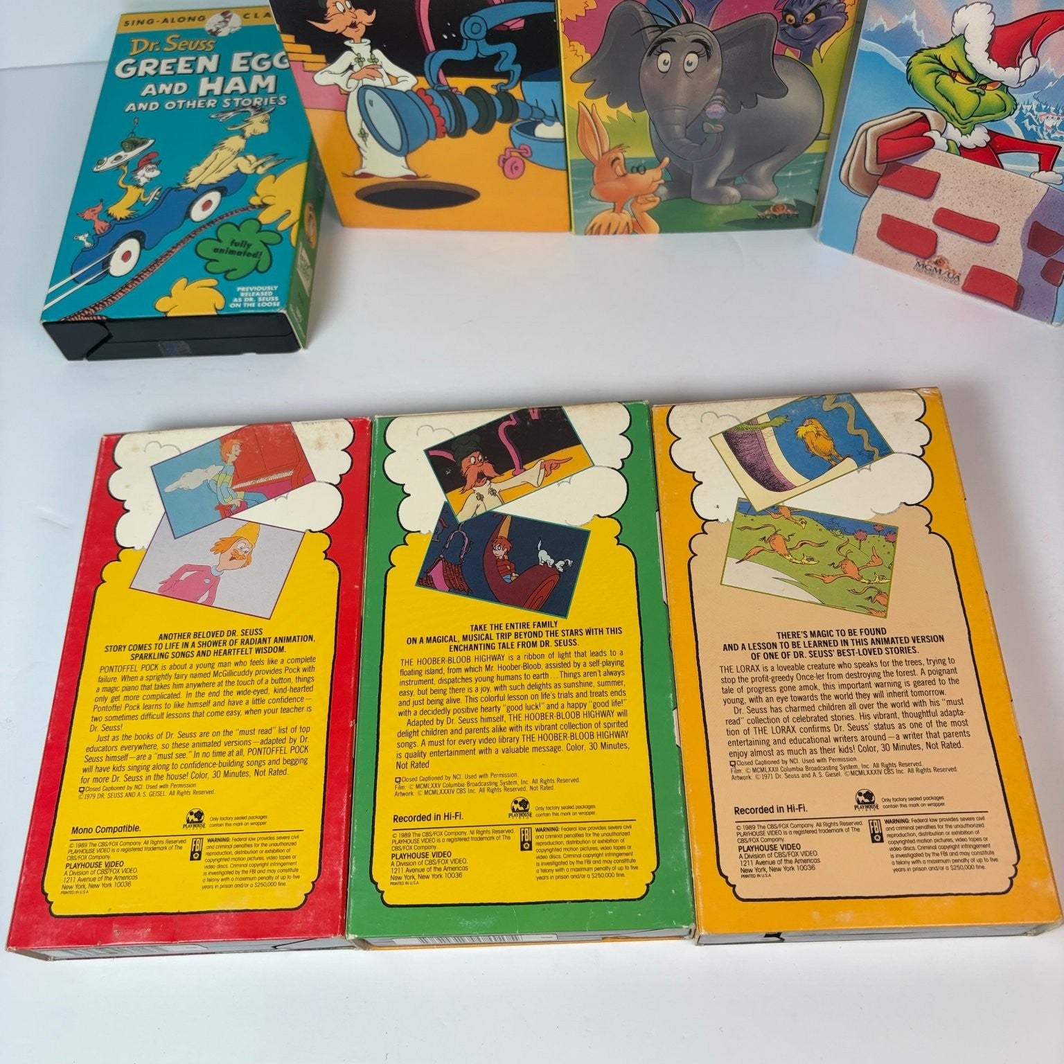 Dr. Seuss VHS Lot of 7 Tapes Green Eggs & Ham, Horton Hears a Who +More Animated