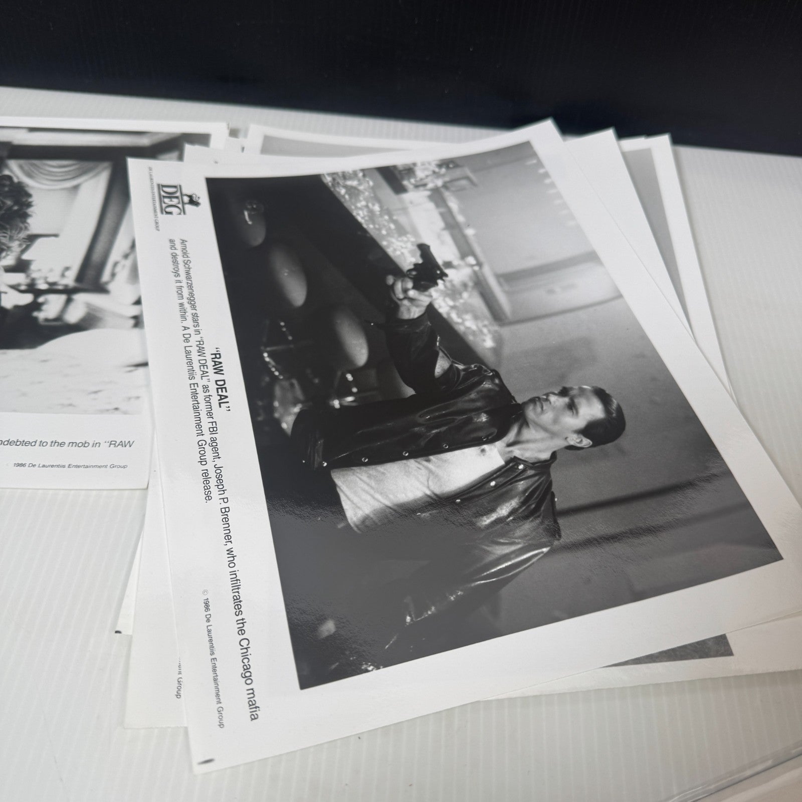 Vintage Lot of 5 Raw Deal Movie Stills 8x10 Arnold Schwarzenegger 1986