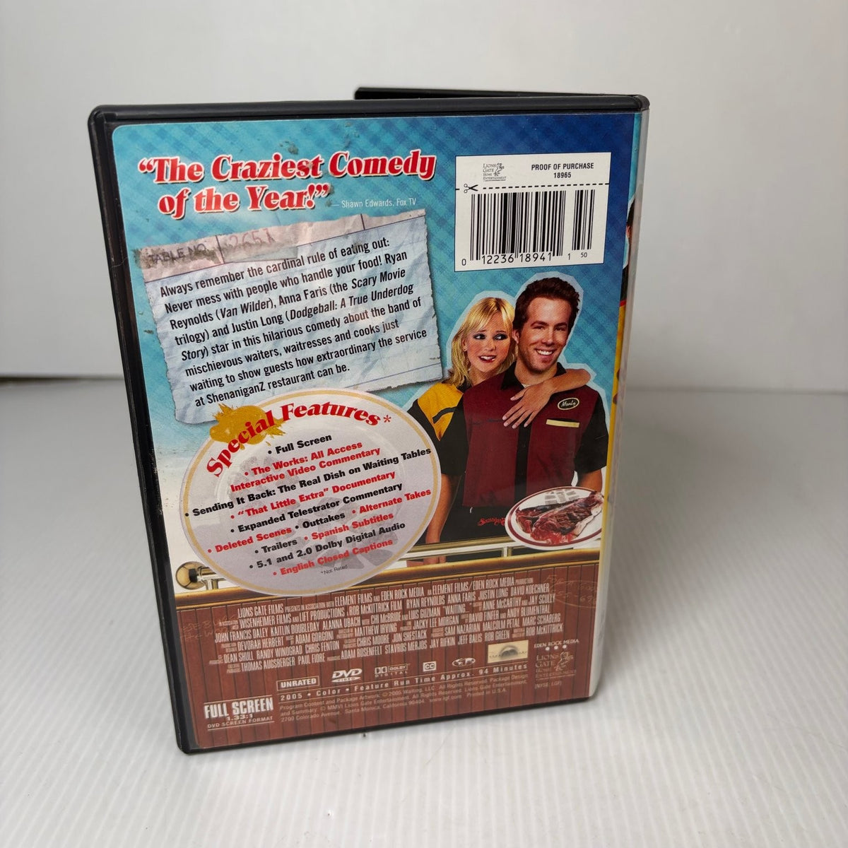 Waiting... DVD 2005 Deluxe Edition Ryan Reynolds Anna Faris Unrated Raw