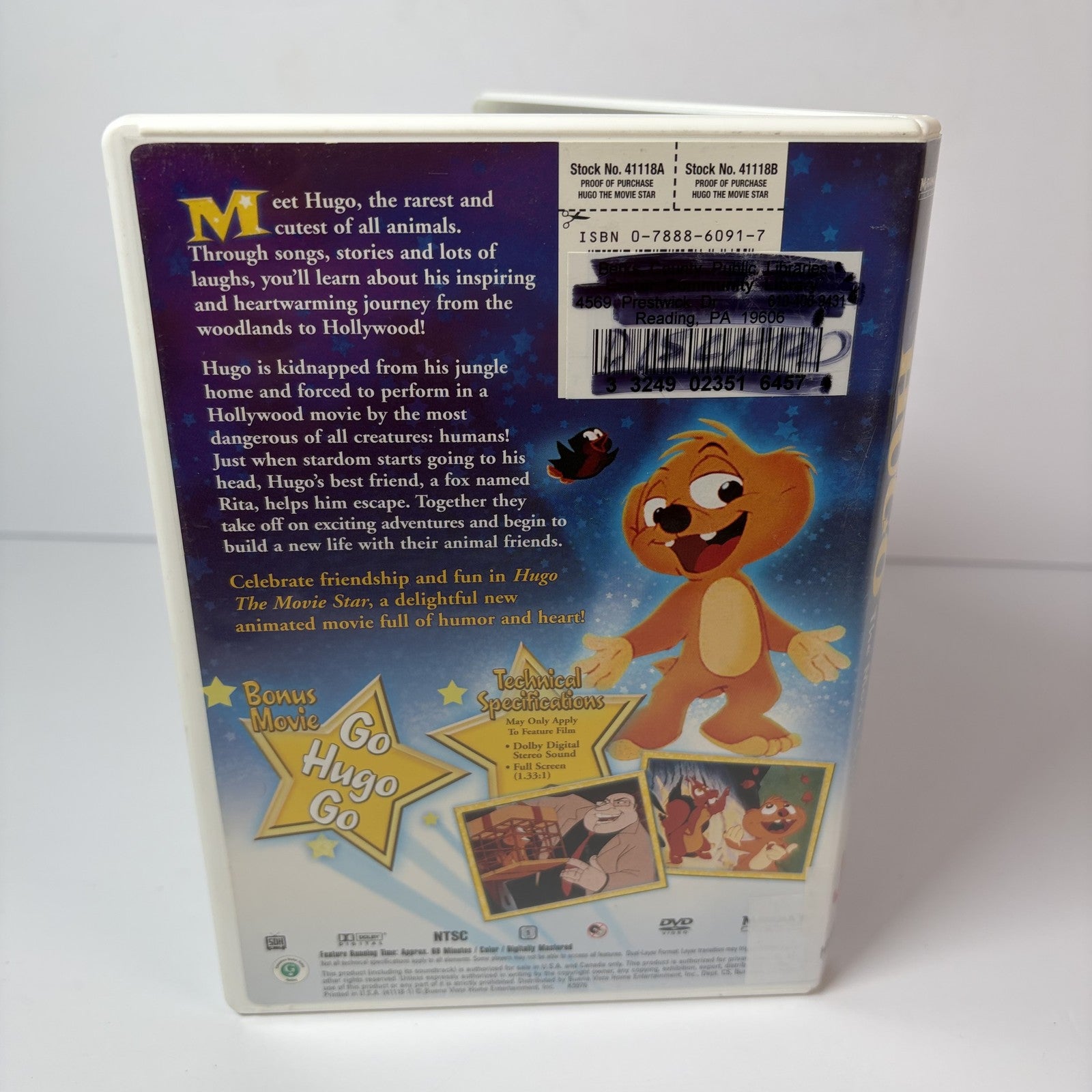 Hugo The Movie Star (DVD, 2000) Animated Family Film Full Screen
