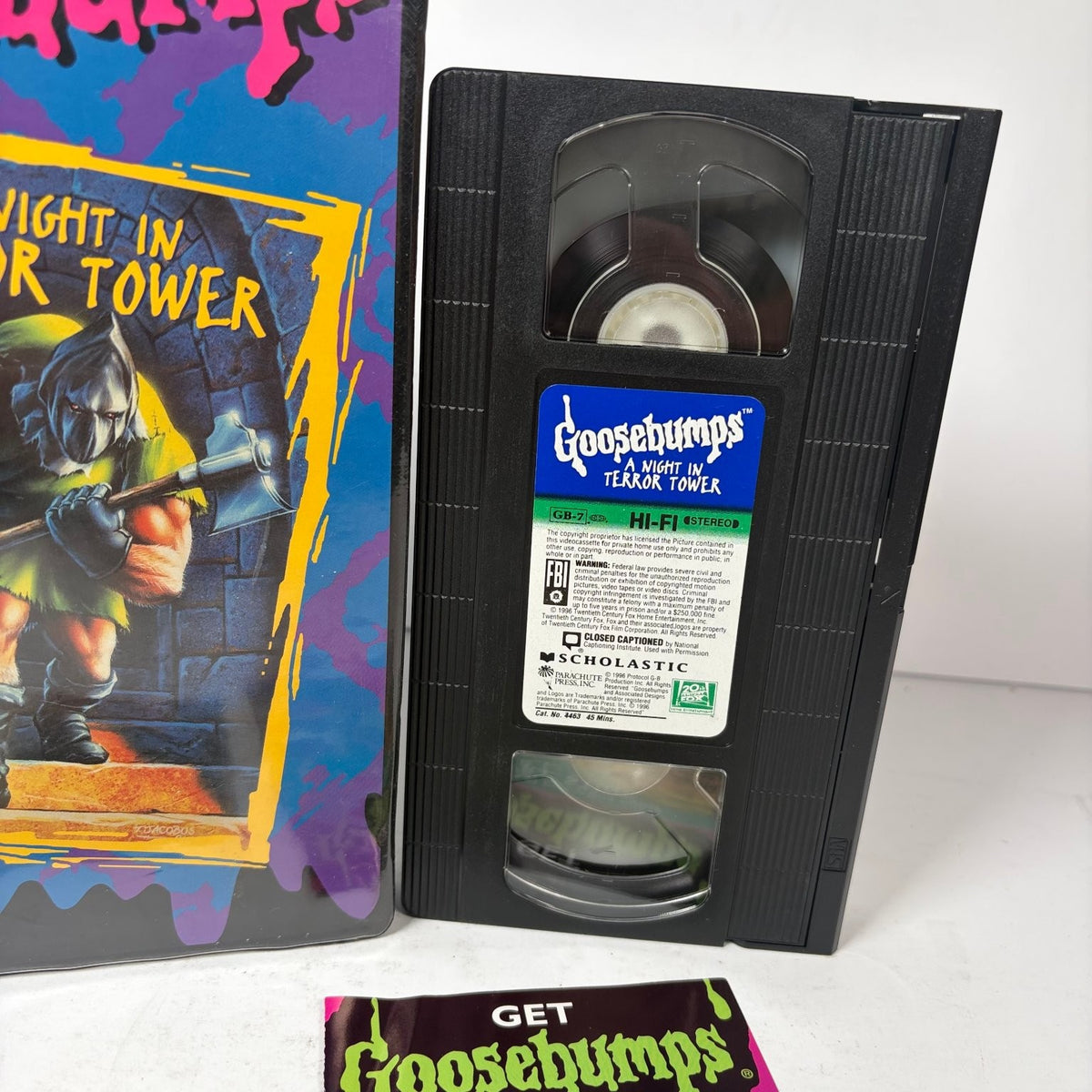 Goosebumps: A Night in Terror Tower VHS 1996 Kids Horror Fox w/ Promo Card