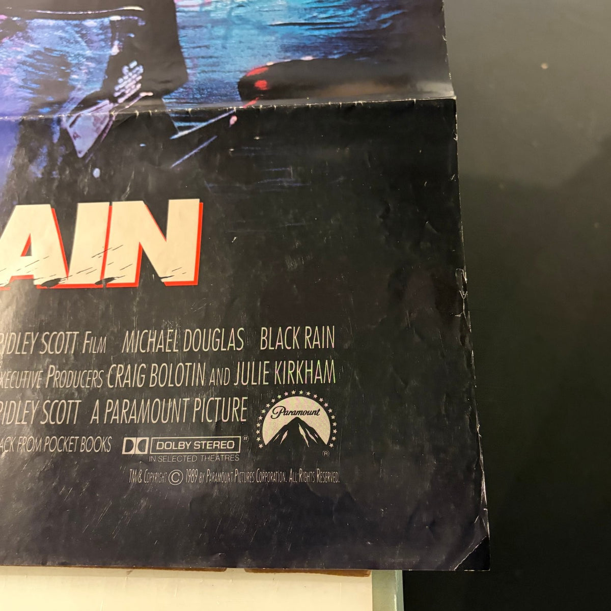 Black Rain 1989 One Sheet Movie Poster Michael Douglas Ridley Scott Vintage