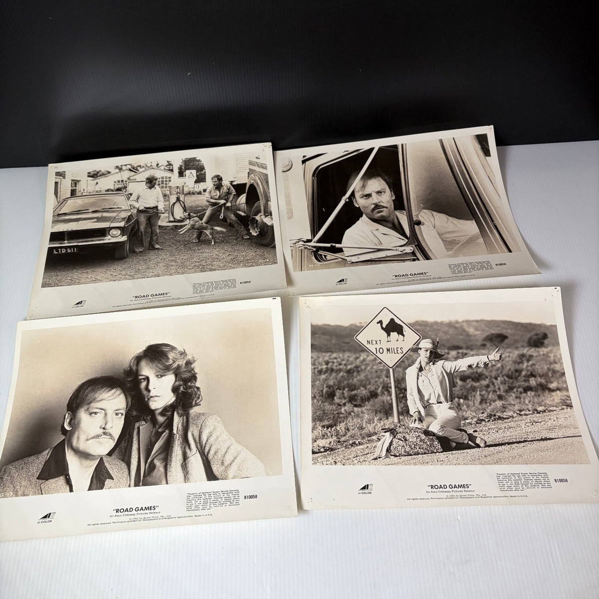 Road Games 1981 Movie Press Kit Lot of 10 8x10 Photos Black White USA