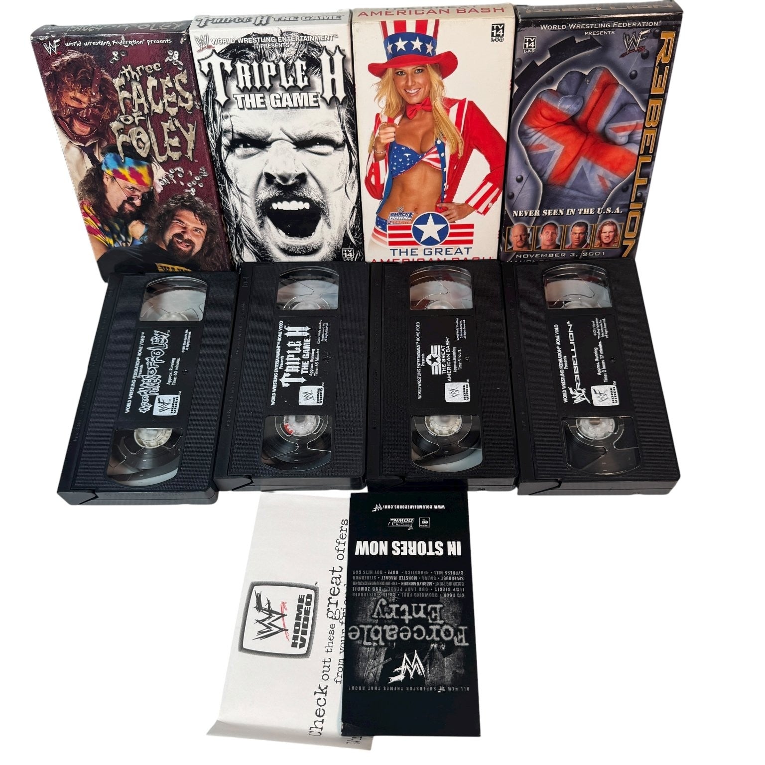 Lot of 4 WWF Wrestling PPV VHS Triple H The Game 2001 Rebellion American Bash