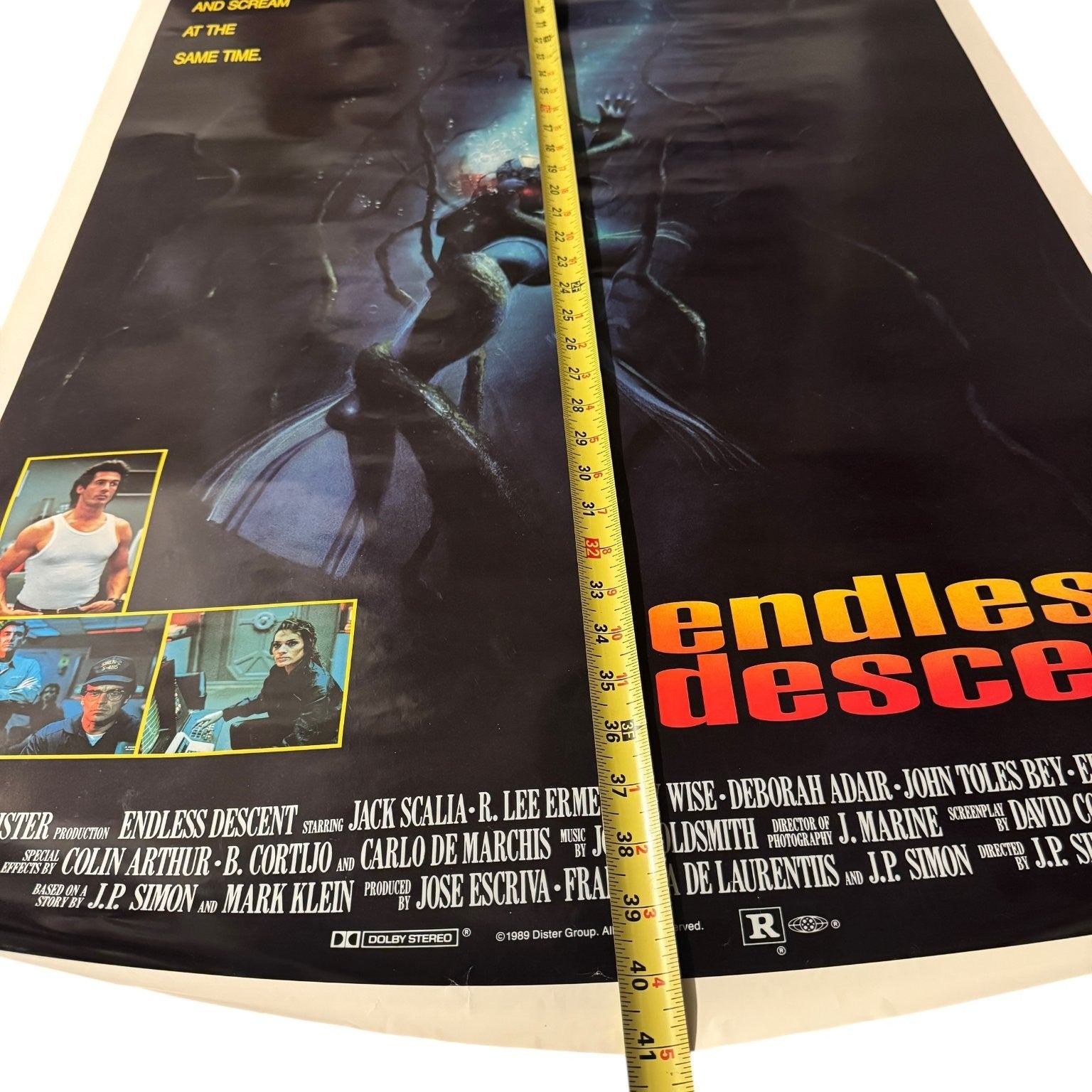 Vintage Endless Descent 1989 One-Sheet Movie Poster Horror Suspense 27"x41"