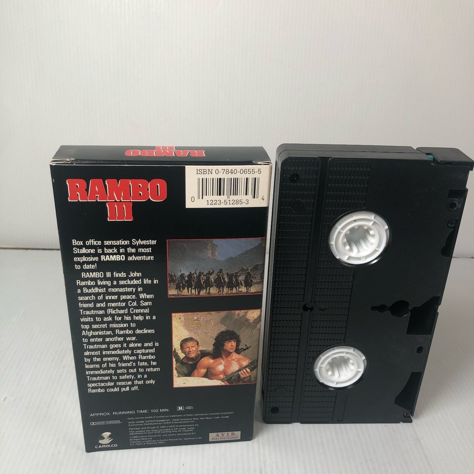 Rambo III VHS 1988 Action Thriller Sylvester Stallone AVID Carolco