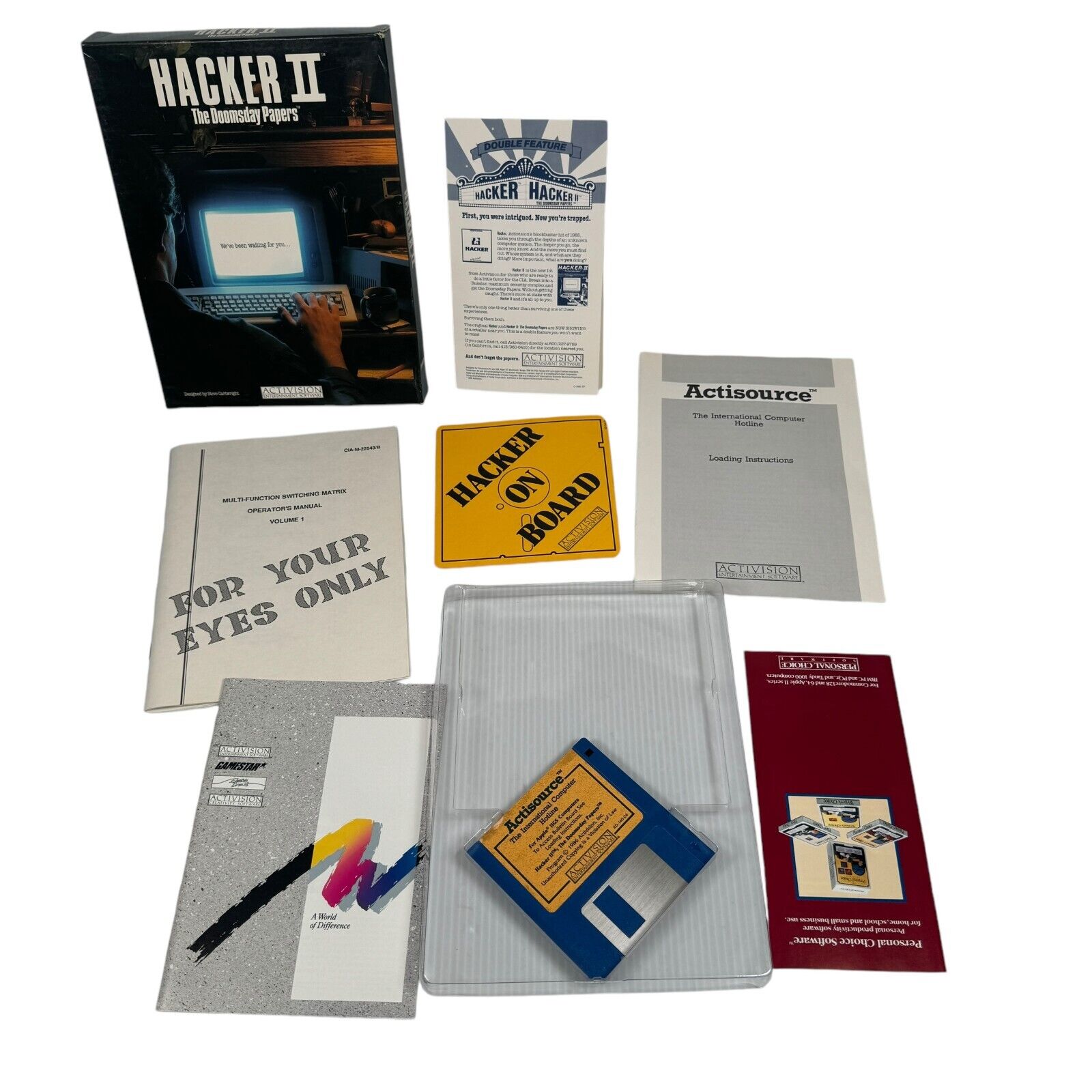 Hacker II The Doomsday Papers Apple IIGS Game Actisource 3.25" Complete CIB