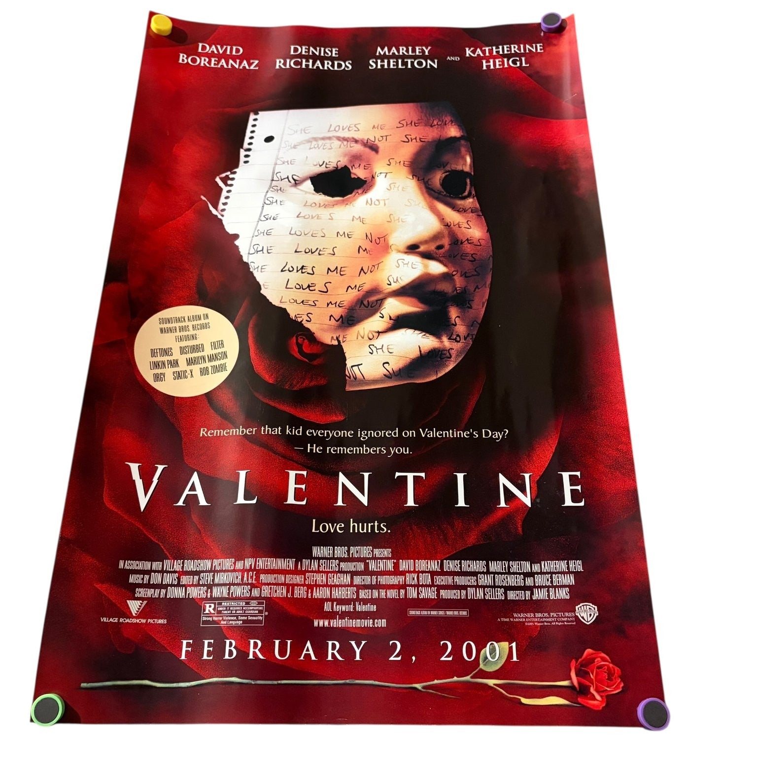 Valentine 2001 Promotional Movie Poster Horror David Boreanaz Katherine Heigl