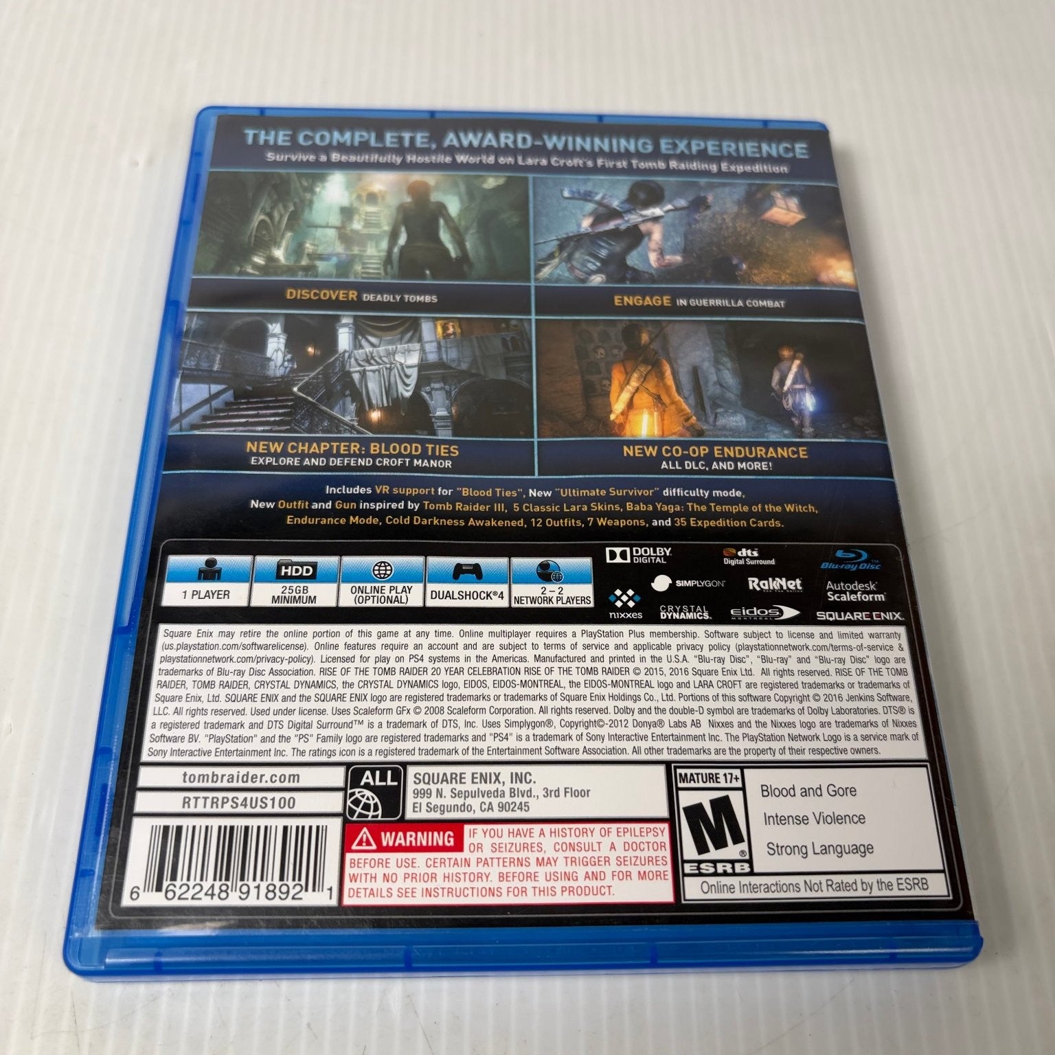 Rise of the Tomb Raider 20 Year Celebration PS4 Video Game Action