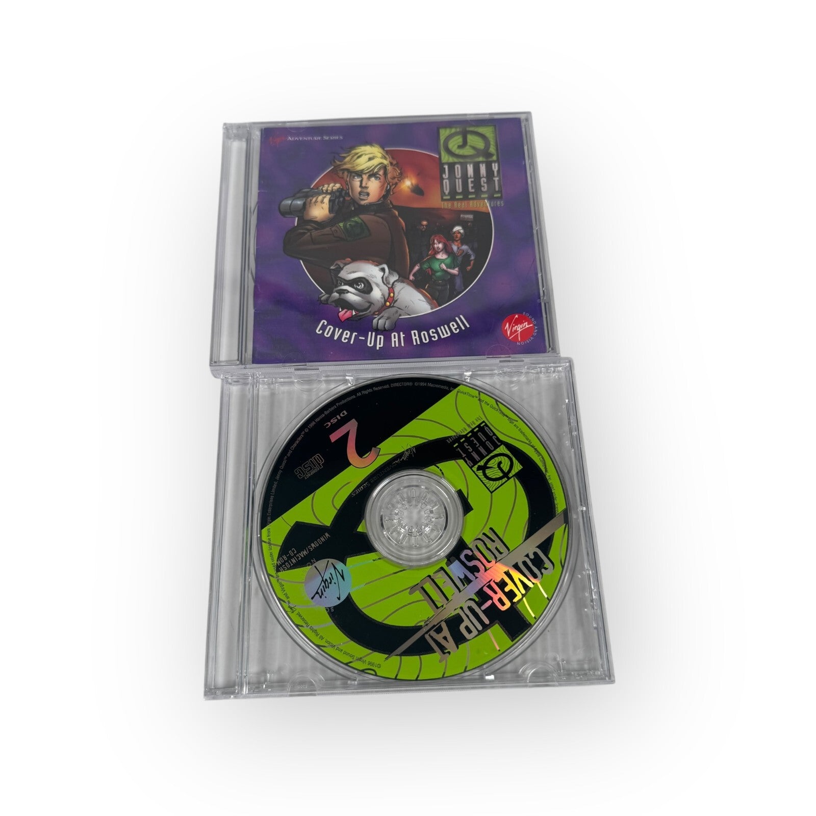 Jonny Quest Cover-Up at Roswell PC Game Discs & Manual 1996 Windows CD-Rom