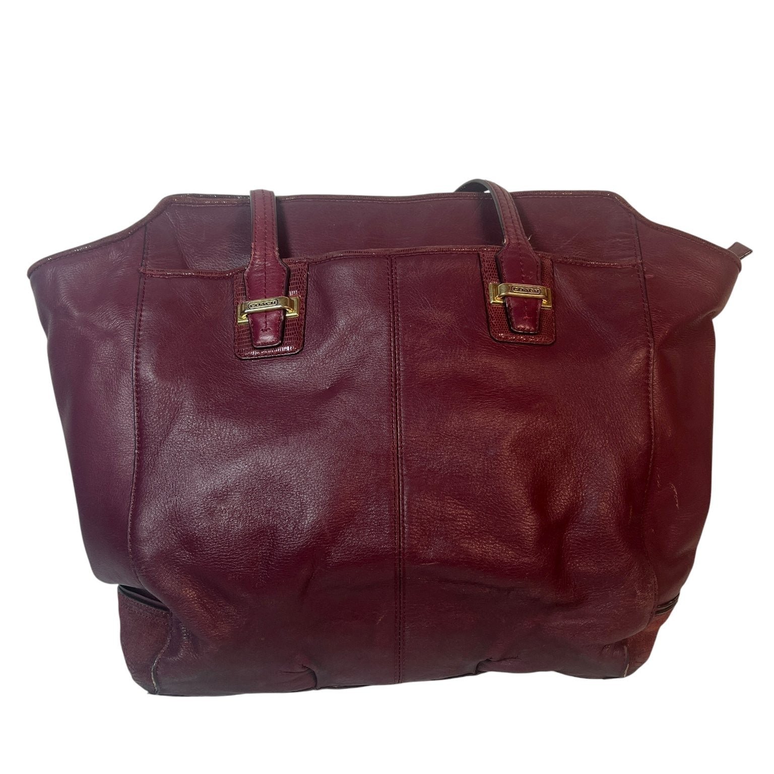 Coach Taylor Leather Alexis Carryall Tote Satchel Shoulder Bag Burgundy F25941