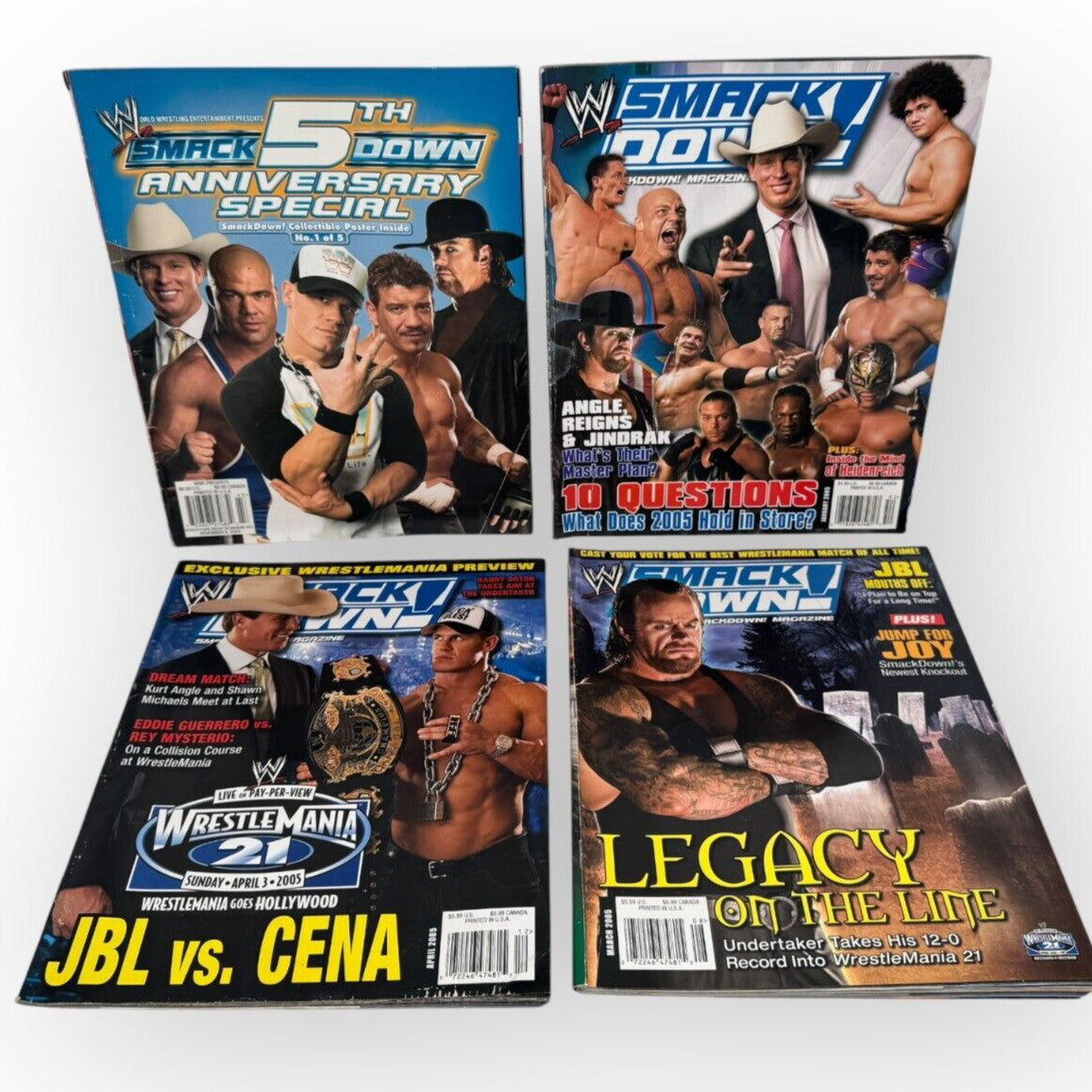 Lot of 7 WWE Smackdown Magazines w/ 5th Anniversary Issue '03-'06 (No Posters)
