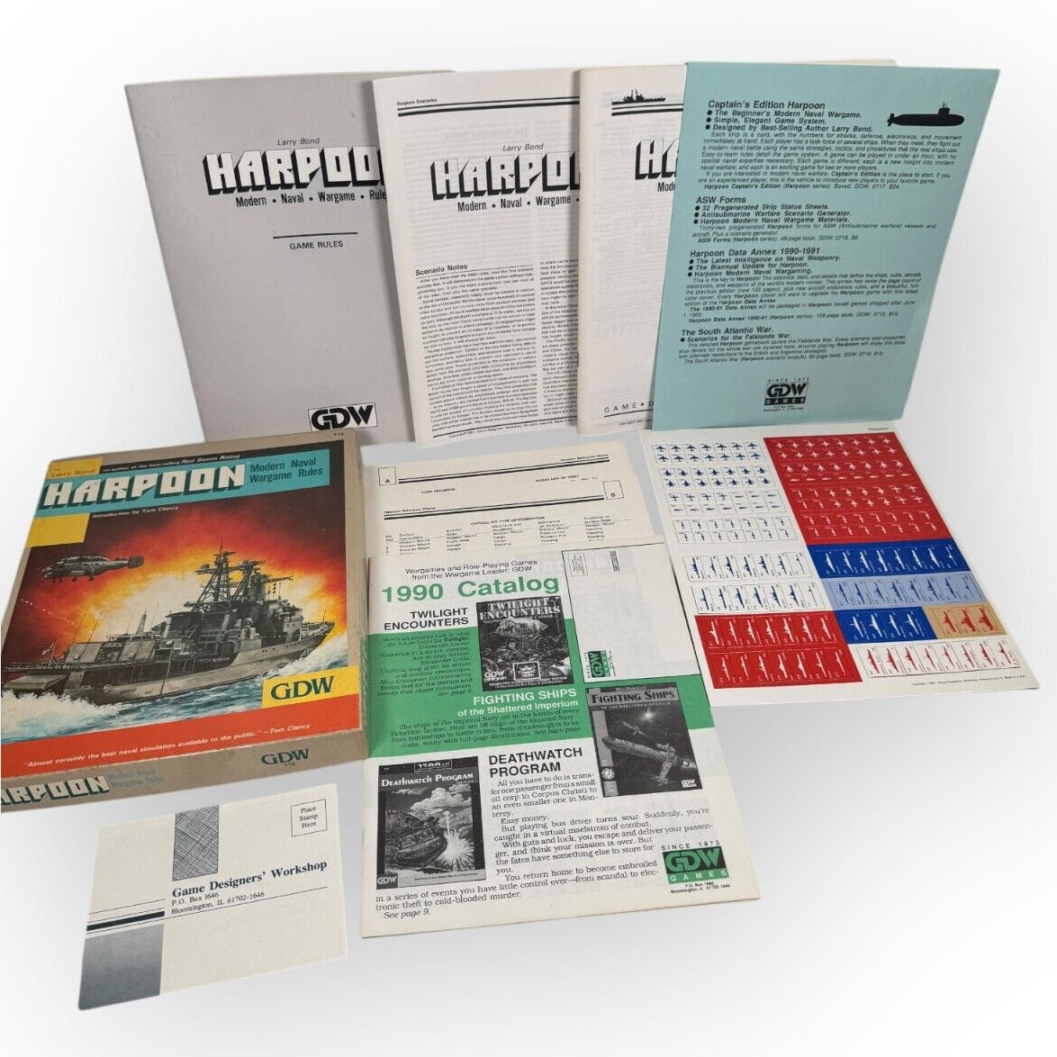 GDW 1987 HARPOON: Modern Naval Wargame Rules by Larry Bond unpunched complete