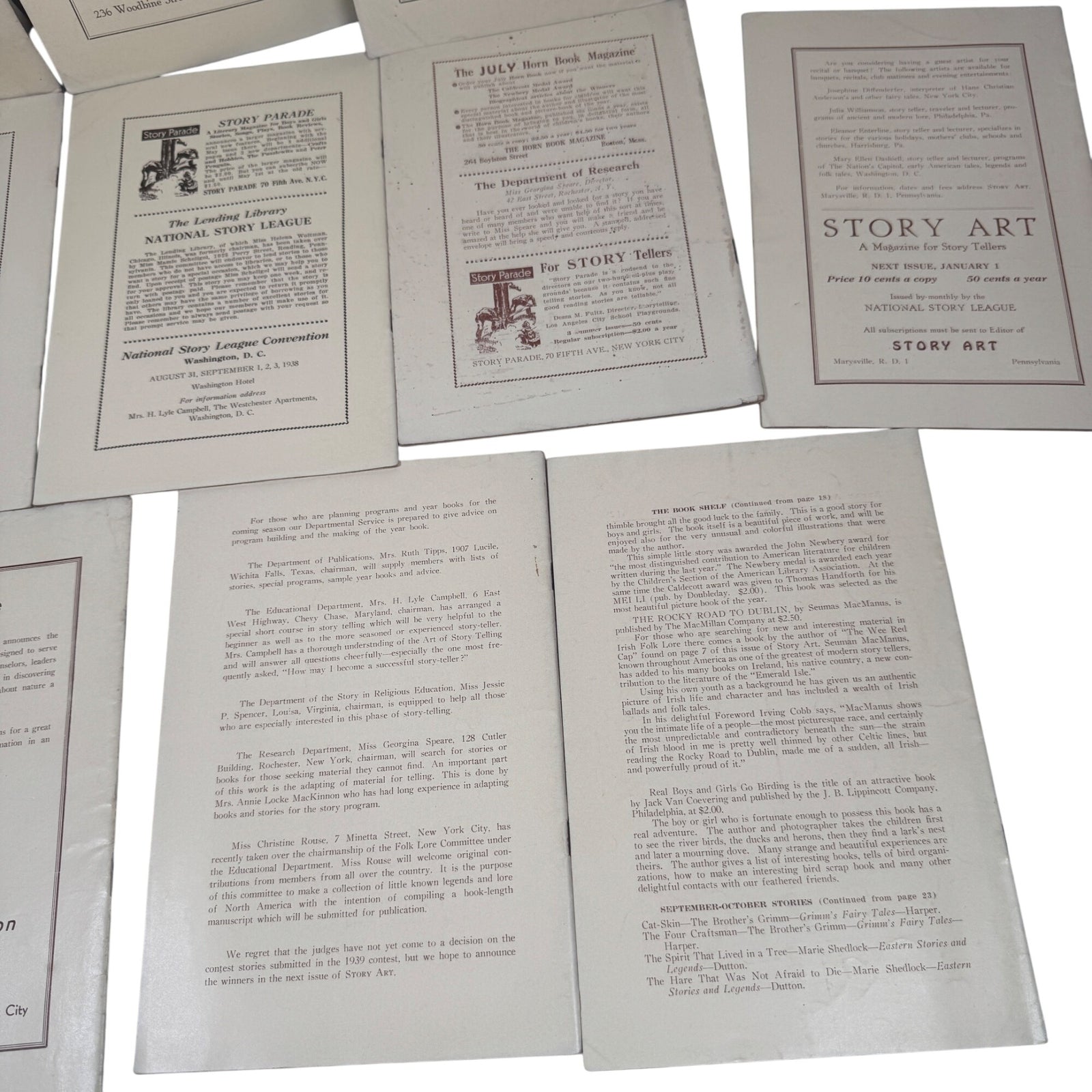 Story Art Magazine Mixed Lot (1937-1939) National Story League Altoona Pre-war