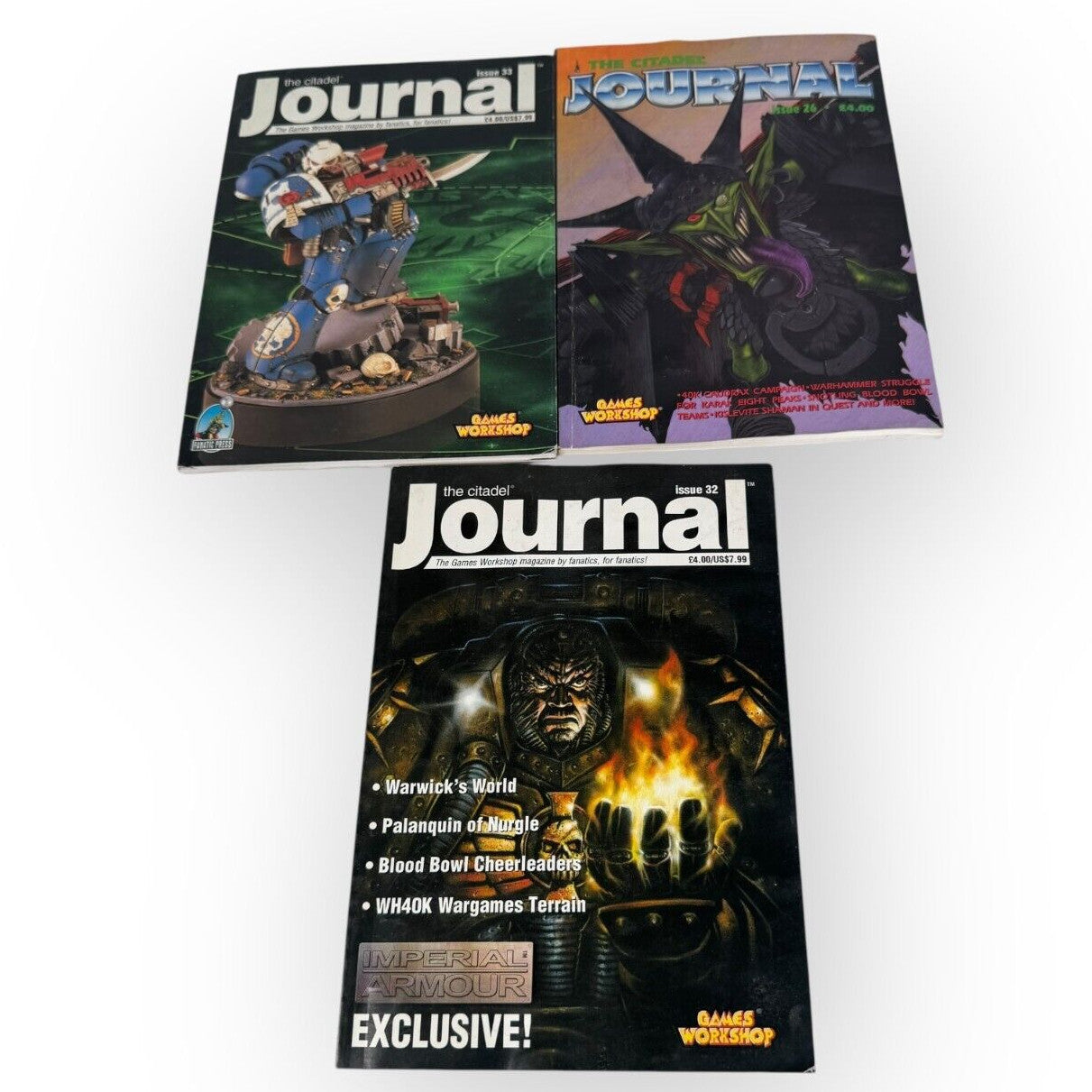 Games Workshop Citadel Journal 3 Issue Lot #26, 32, 33 Warhammer 40K & Fantasy