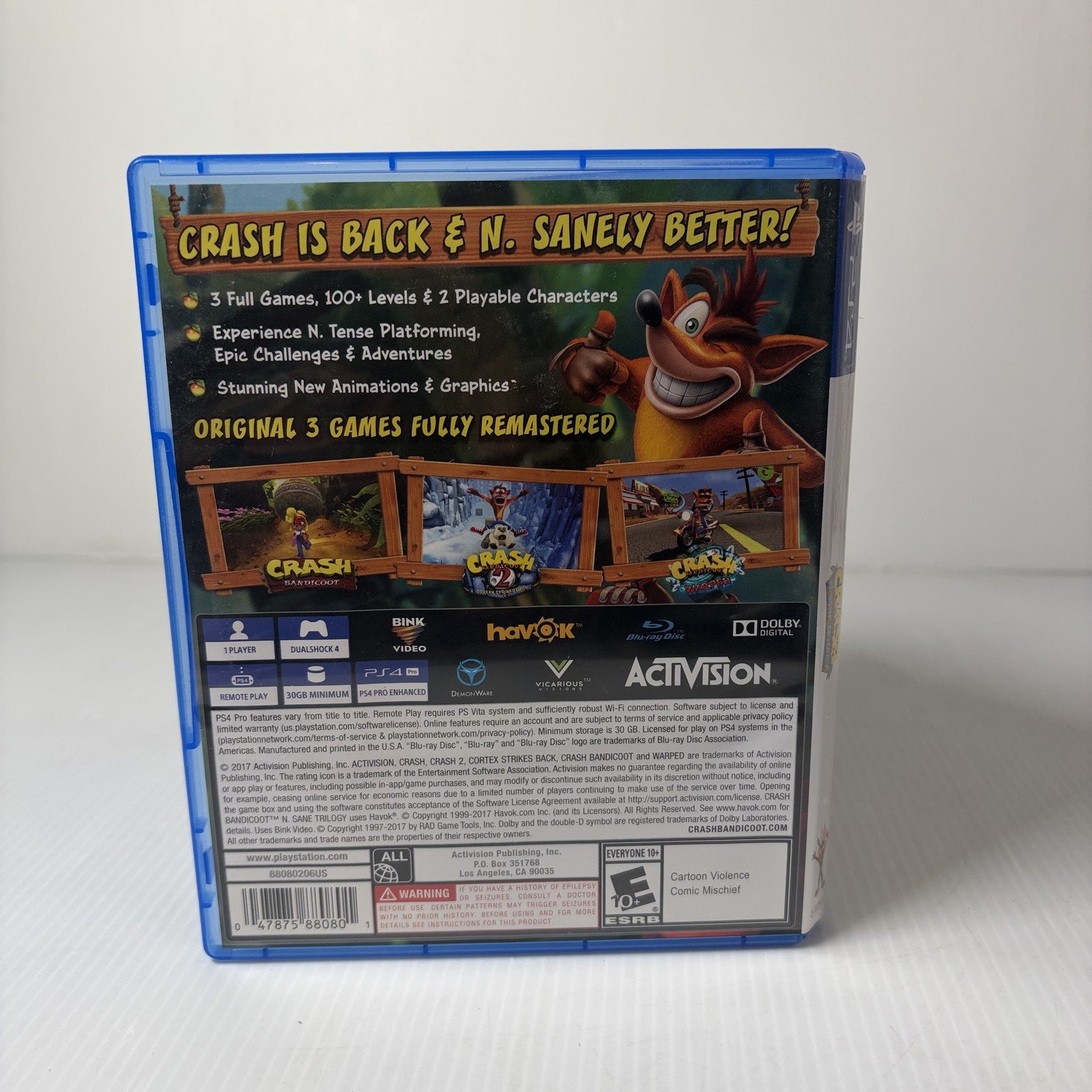 Crash Bandicoot N Sane Trilogy PS4 PlayStation 4 Game Activision