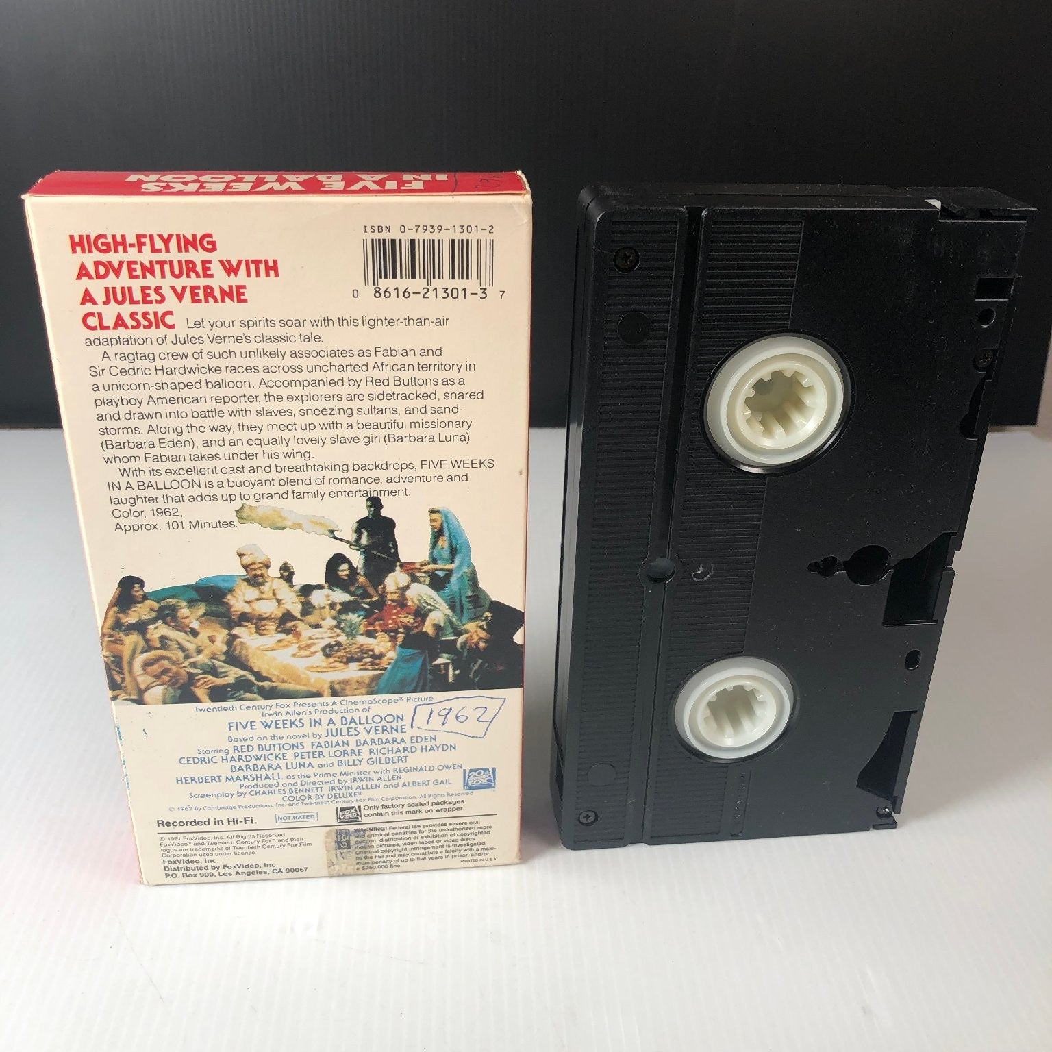 Jules Verne's Five Weeks in a Balloon VHS 1962 Adventure Original Release