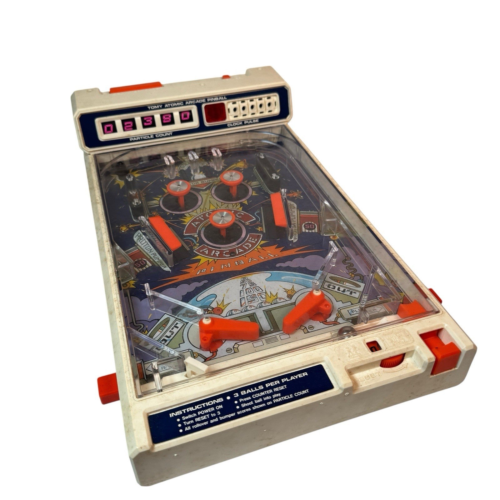 Vintage 1979 Tomy Atomic Arcade Pinball Machine Portable Game In Original Box