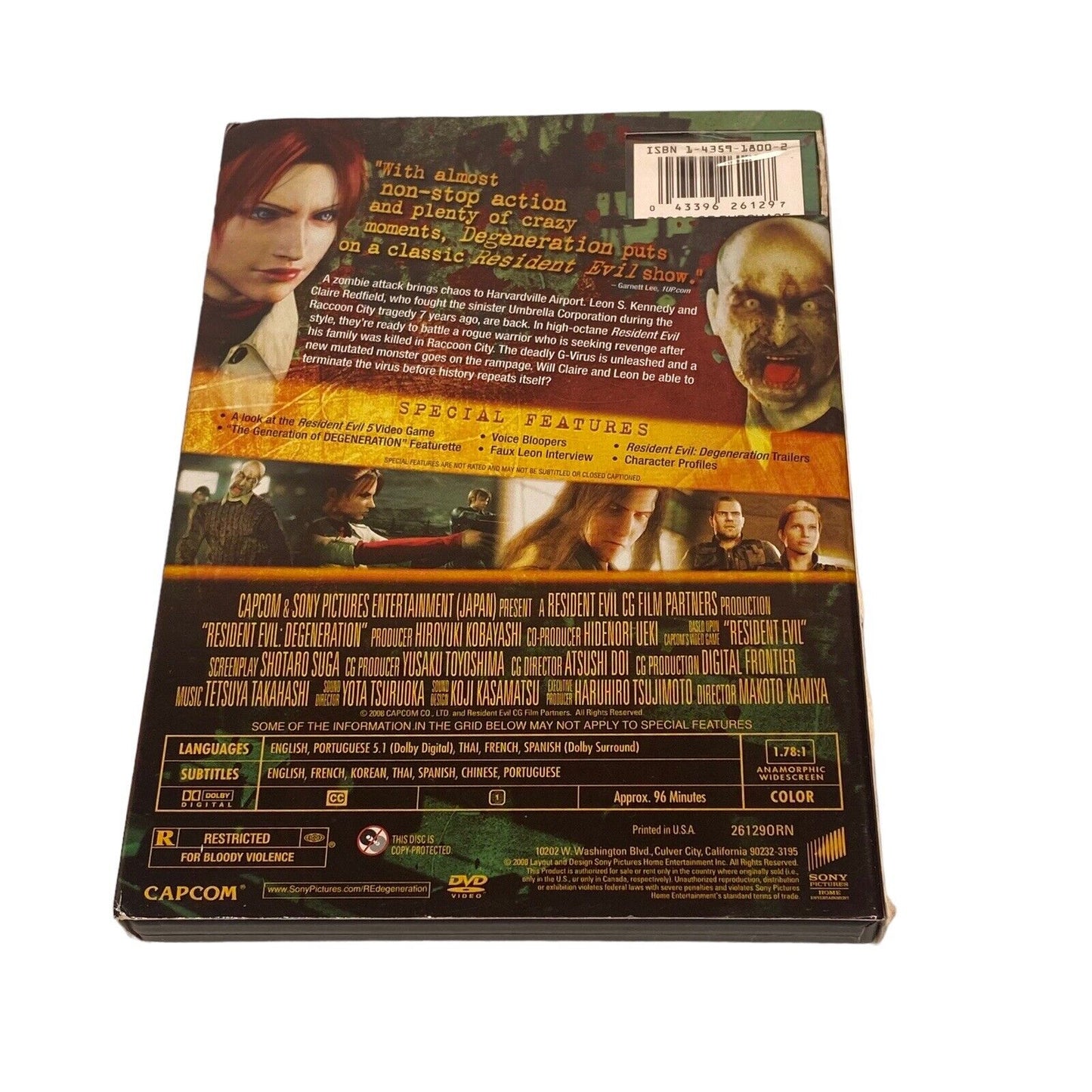 Resident Evil: Degeneration DVD CG Motion Picture Zombies Horror