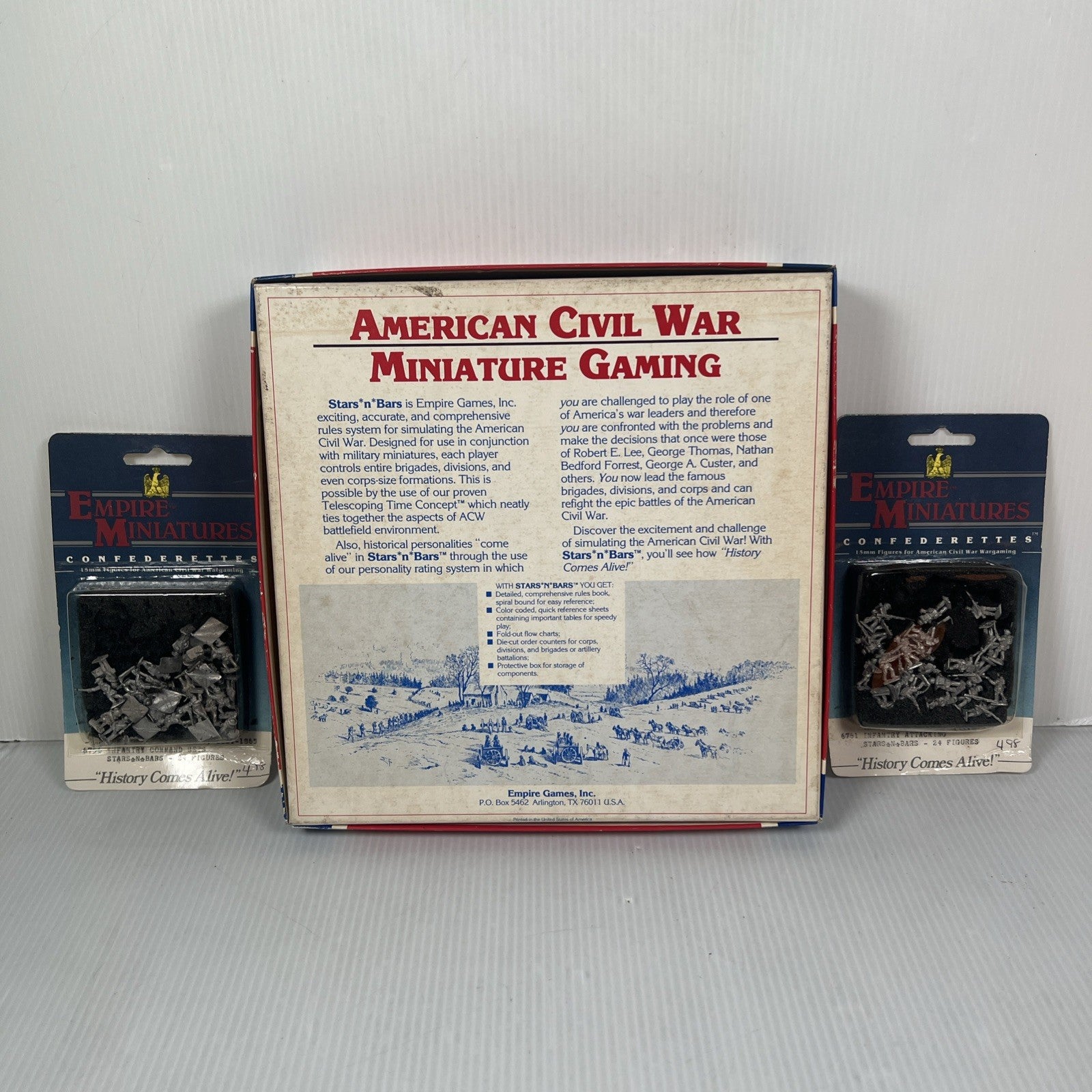 Empire Games  Stars N Bars 3rd Ed 1985 Unpunched W/ Confederate Miniatures
