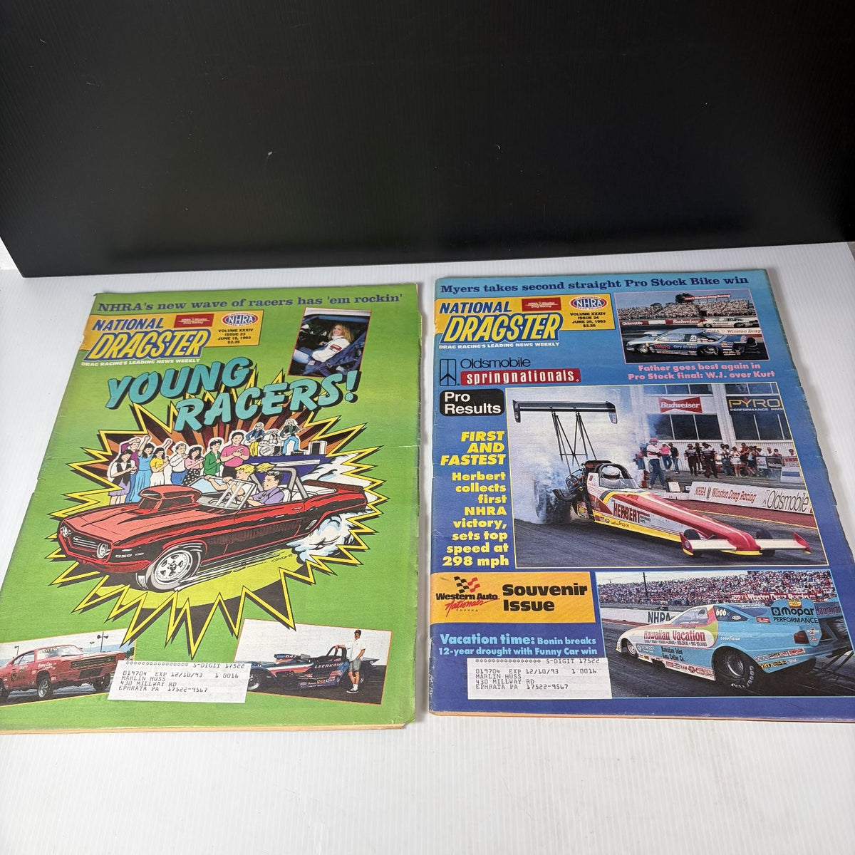 Lot of 22 National Dragster Magazine 1993 January - June NHRA Drag Racing Weekly