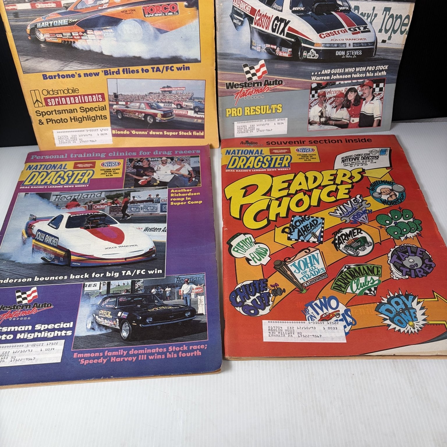 Lot of 20 National Dragster Magazine 1993 July-December Drag Racing NHRA Weekly