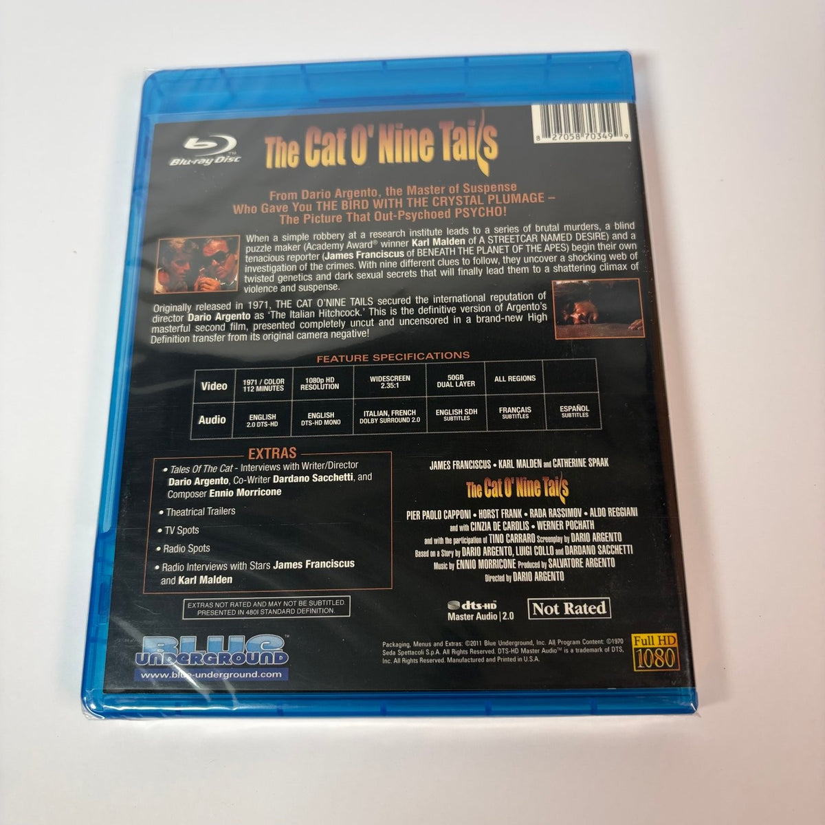 The Cat O' Nine Tails Blu-ray Dario Argento Giallo Horror Blue Underground