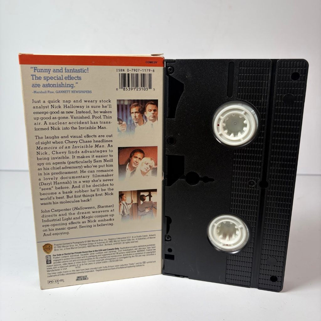 Memoirs of an Invisible Man VHS Chevy Chase Daryl Hannah John Carpenter 1992