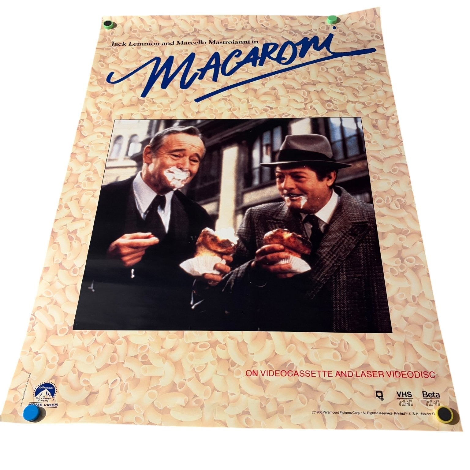 Macaroni 1986 Video Store Movie Poster Paramount Pictures 32"x23"