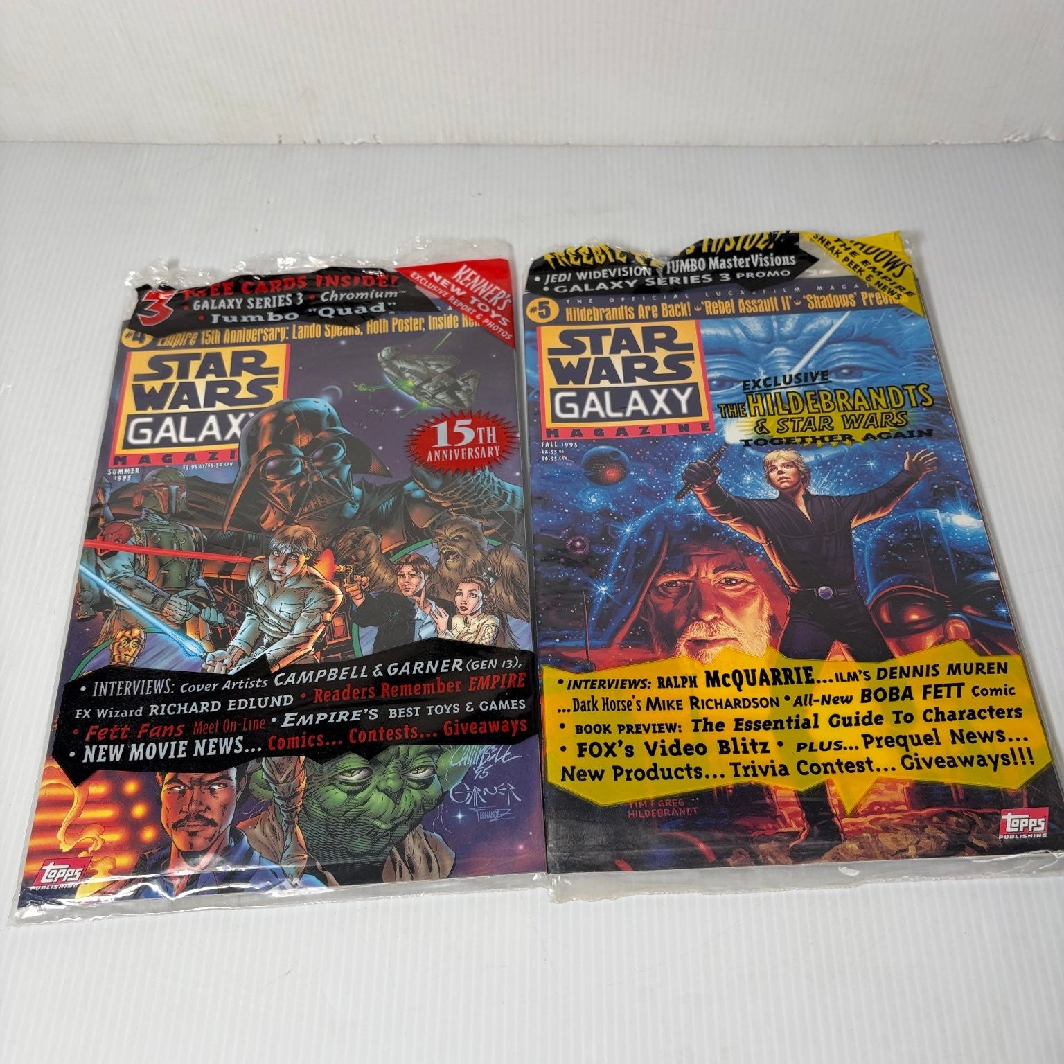 Star Wars Galaxy Magazine Lot 2 Issues #4 #5 1995 Topps Lucasfilm with Cards