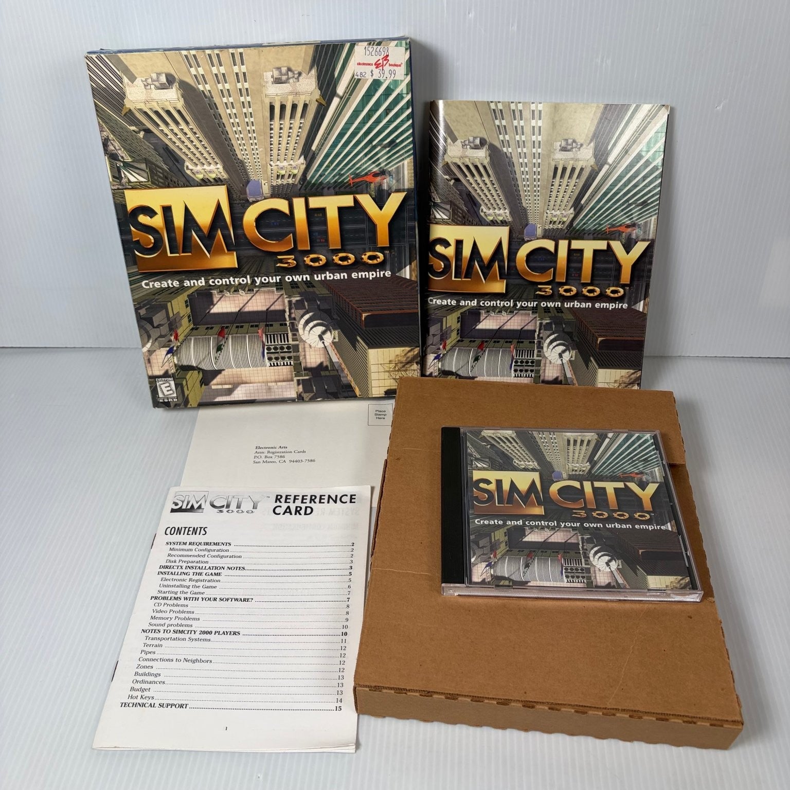 SimCity 3000 Big Box PC CD-ROM Video Game Maxis Simulation City Builder Complete