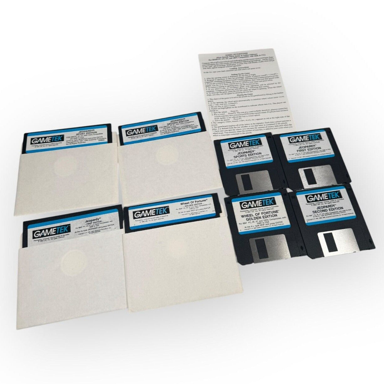 VTG IBM PC 4 Game Lot w/ Jeopardy 1st, 2nd & Sports Ed. & Wheel of Fortune Gold