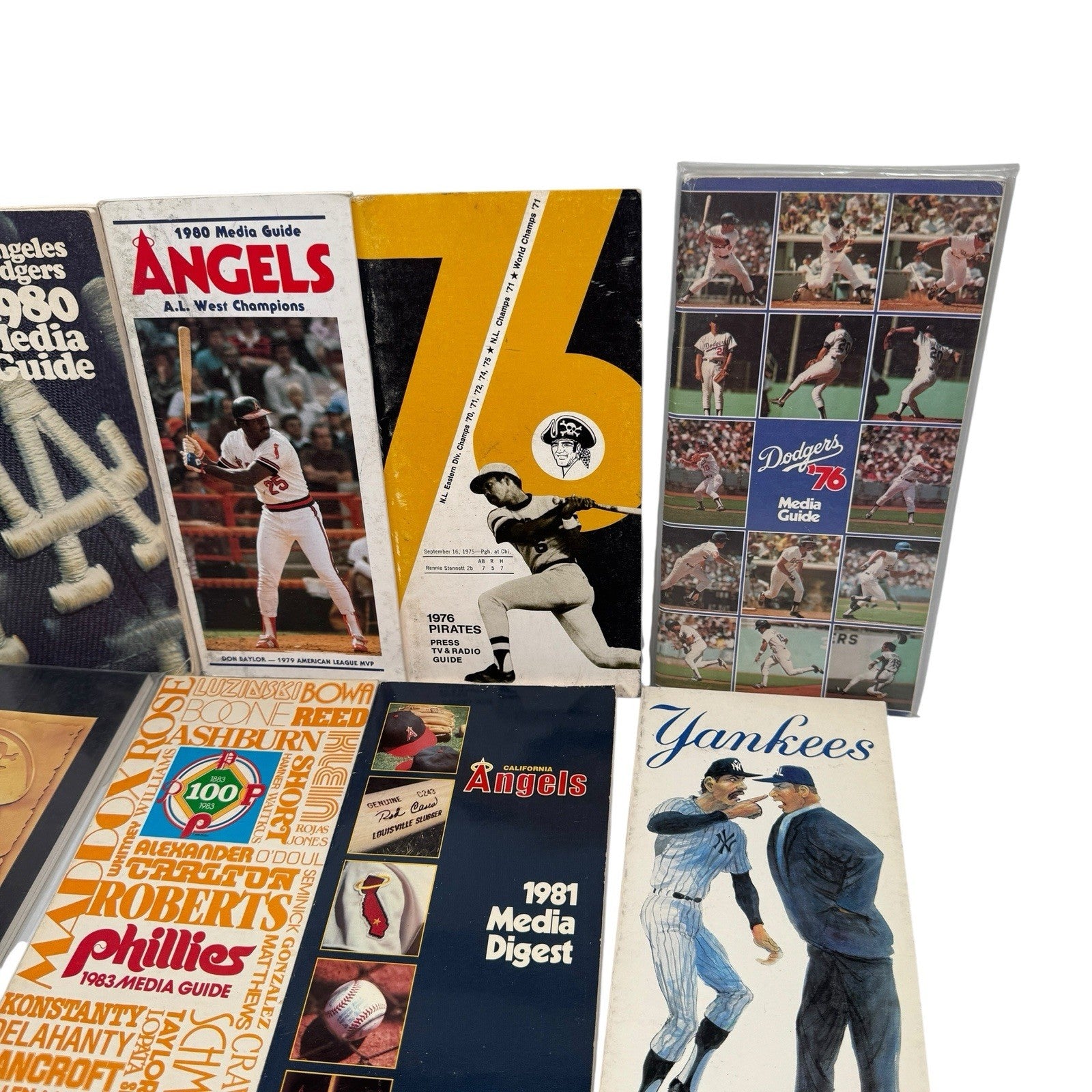 Lot Of 11 Baseball Media Guides 1970s-1980s Yankees, Pirates, Dodgers & More