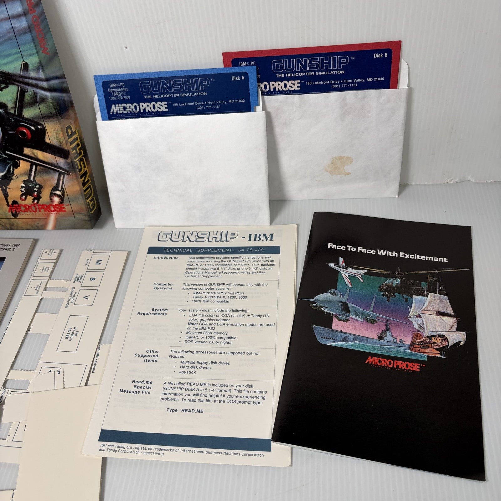 Gunship The Attack Helicopter Simulation IBM PC XT AT Vintage Big Box PC Game