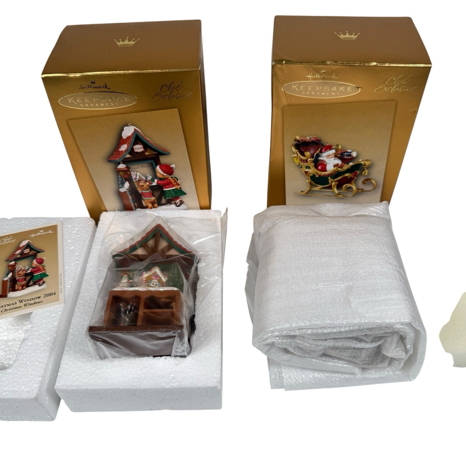Lot Of 2 Hallmark Club Exclusive Ornaments Plotting The Course Christmas Window