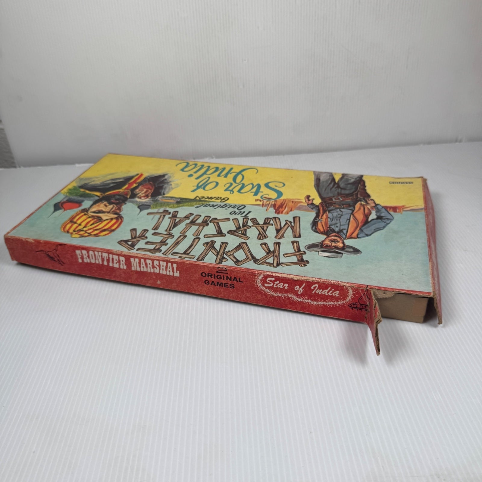 Frontier Marshal & Star Of India Vintage Double Sided Board Game Set in Worn Box