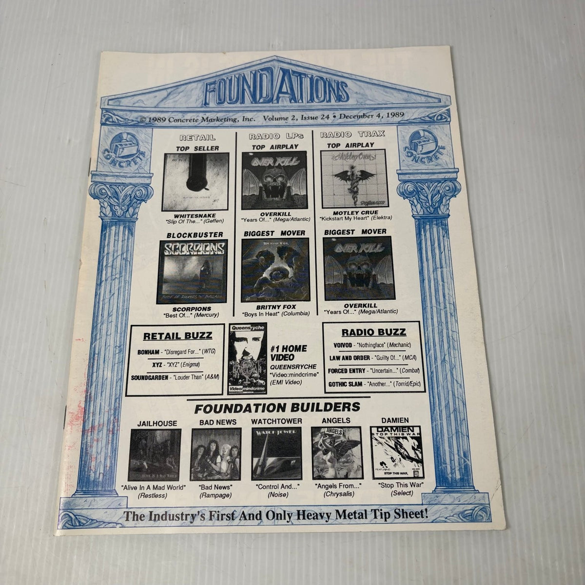 Foundations Magazine December 4 1989 Heavy Metal Tip Sheet Music History