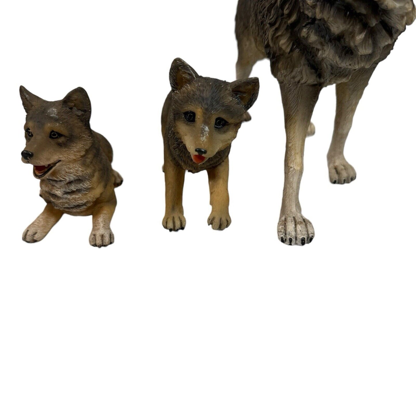 Lot Of 3 Ceramic Wolf Sculptures (1x 6”, 2x 2”) Unmarked No Signature