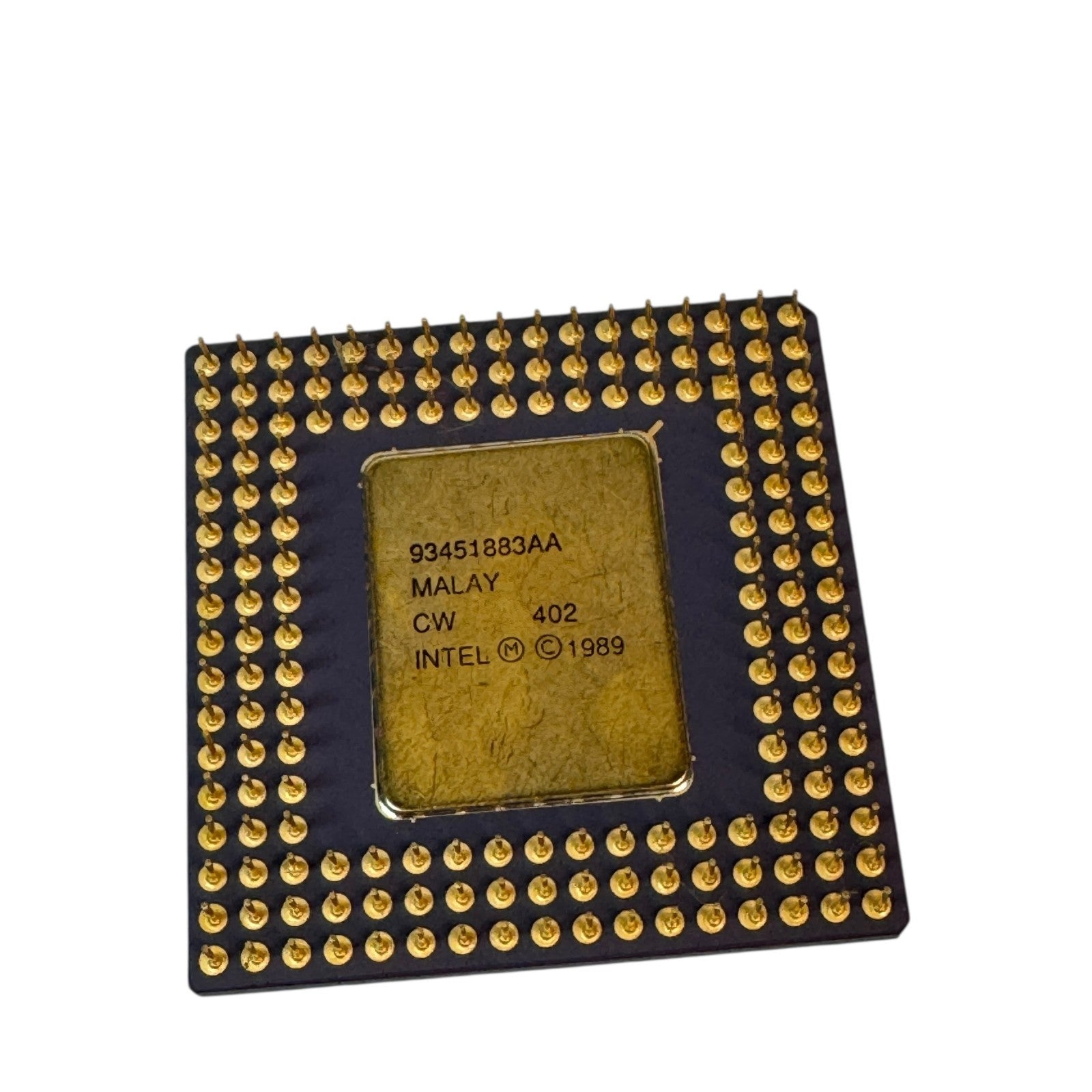 Vintage Intel i486 SX SX680 Intel Retro 1989 Ceramic CPU Processor Chip Gold