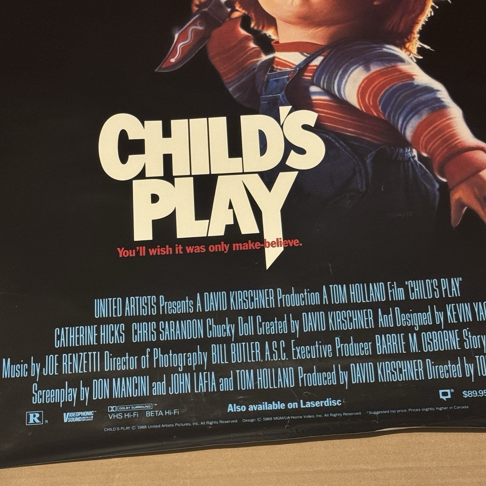 Vintage Child’s Play Movie Poster 1988 24x36 Chucky Did It Video Store One Sheet