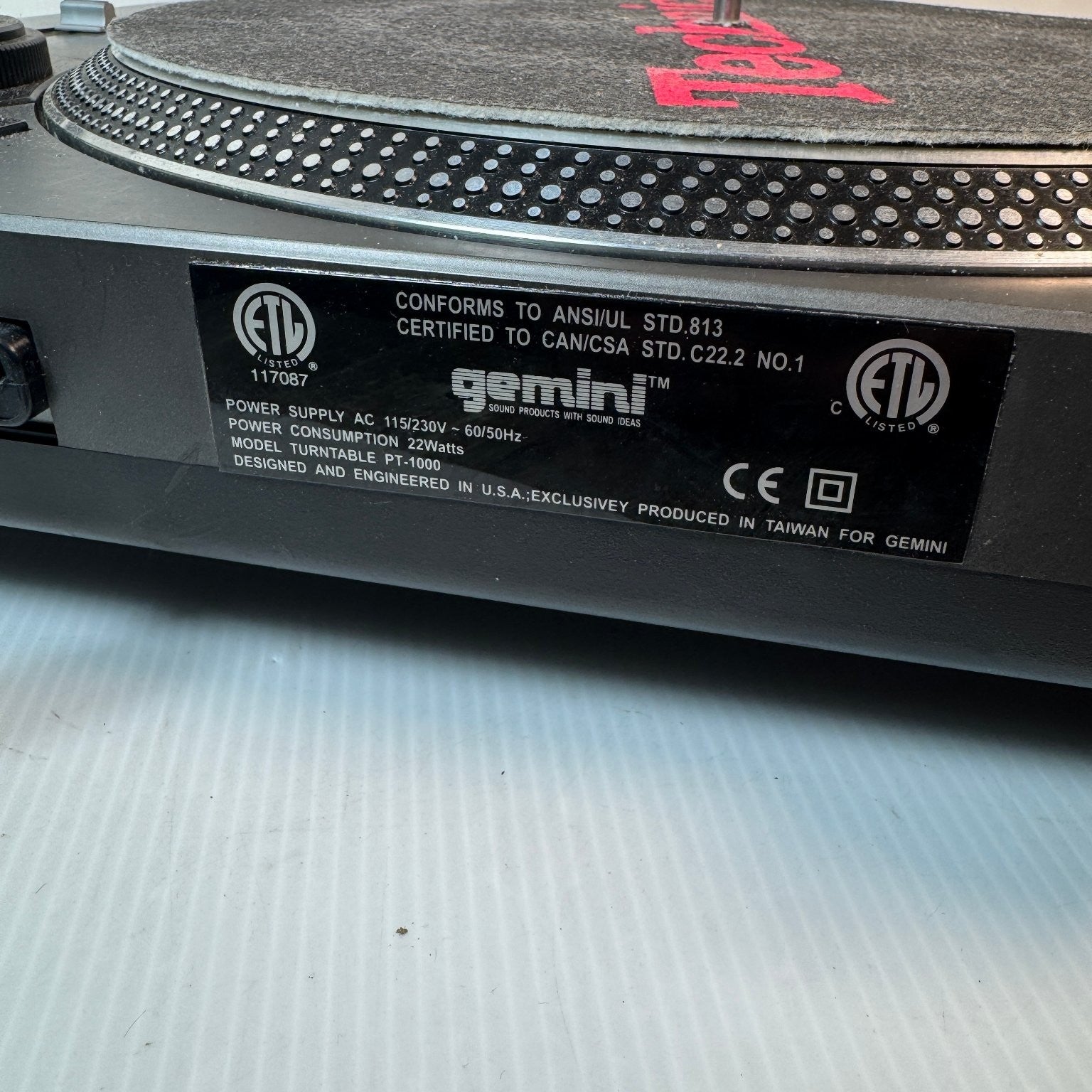 Gemini PT-1000 High-Torque Direct-Drive Professional Turntable