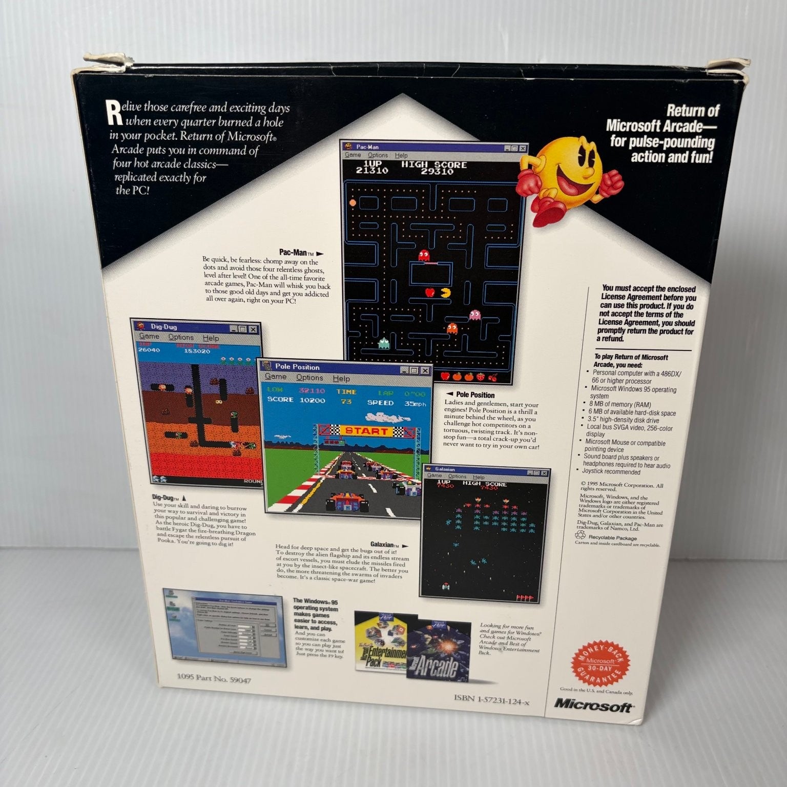 Microsoft Return of Arcade Big Box PC 3.5" Floppy Windows 95 Video Game Namco