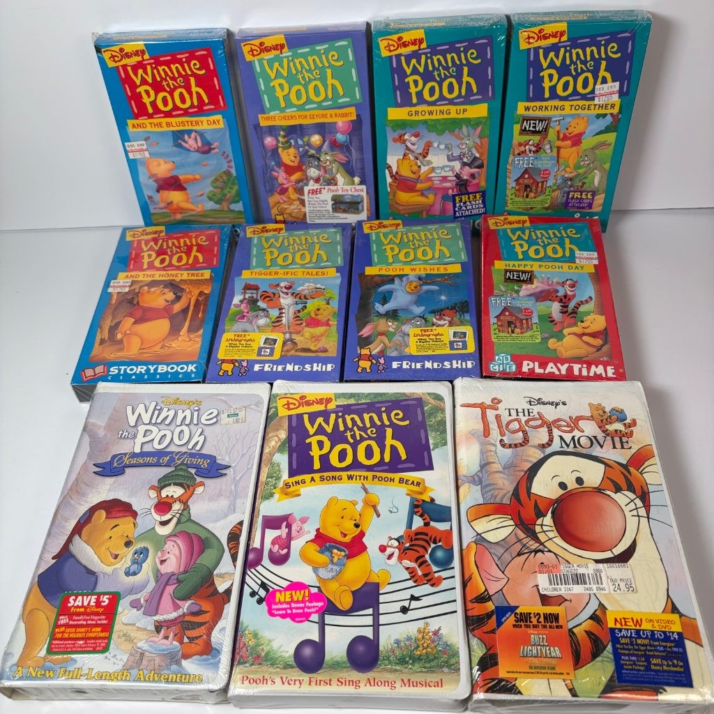 Disney Winnie the Pooh VHS Lot of 11 Sealed Tigger Movie Storybook Friendship